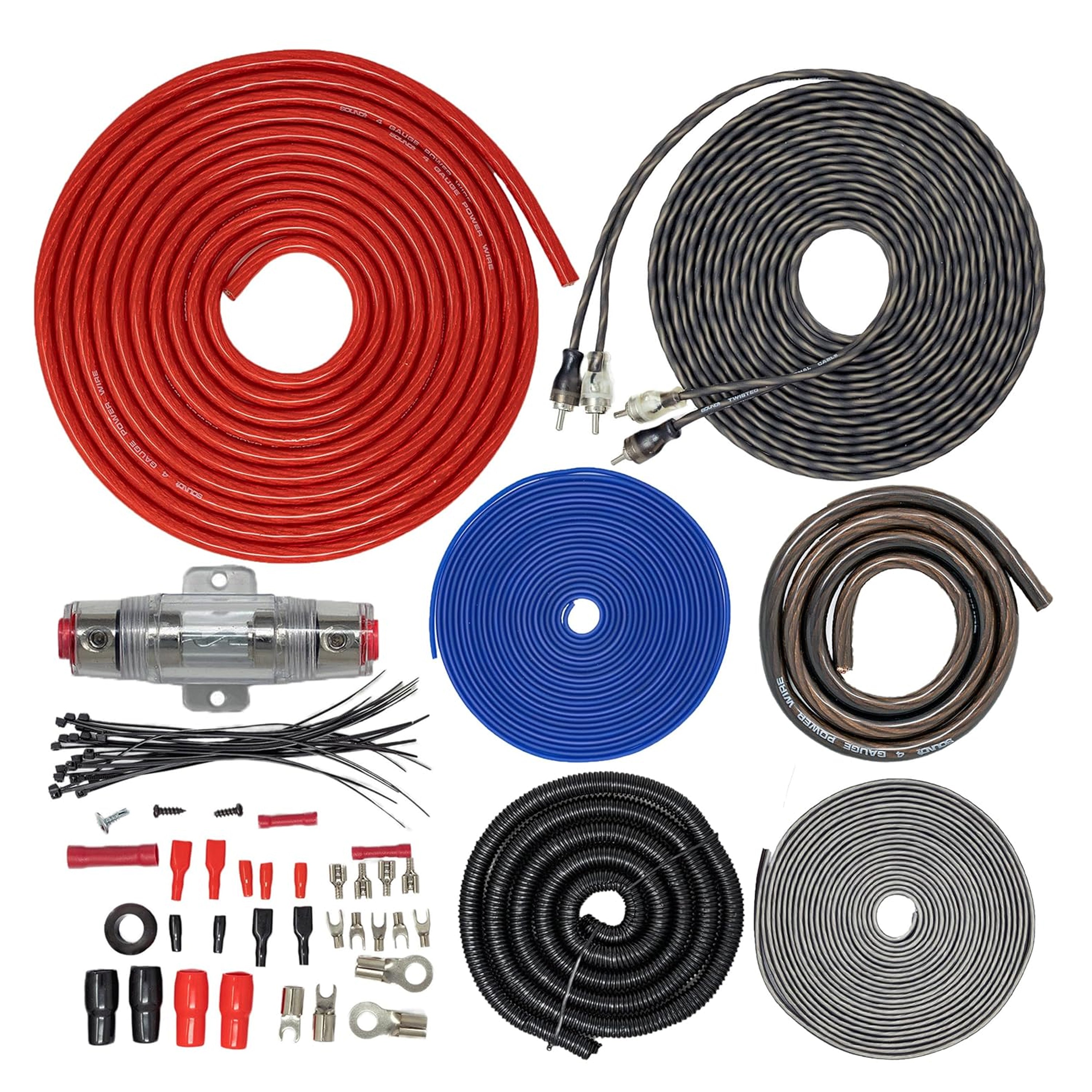 SoundBox 4 Gauge CCA Amplifier Install Wiring Amp Kit & 2.5 Farad Capacitor