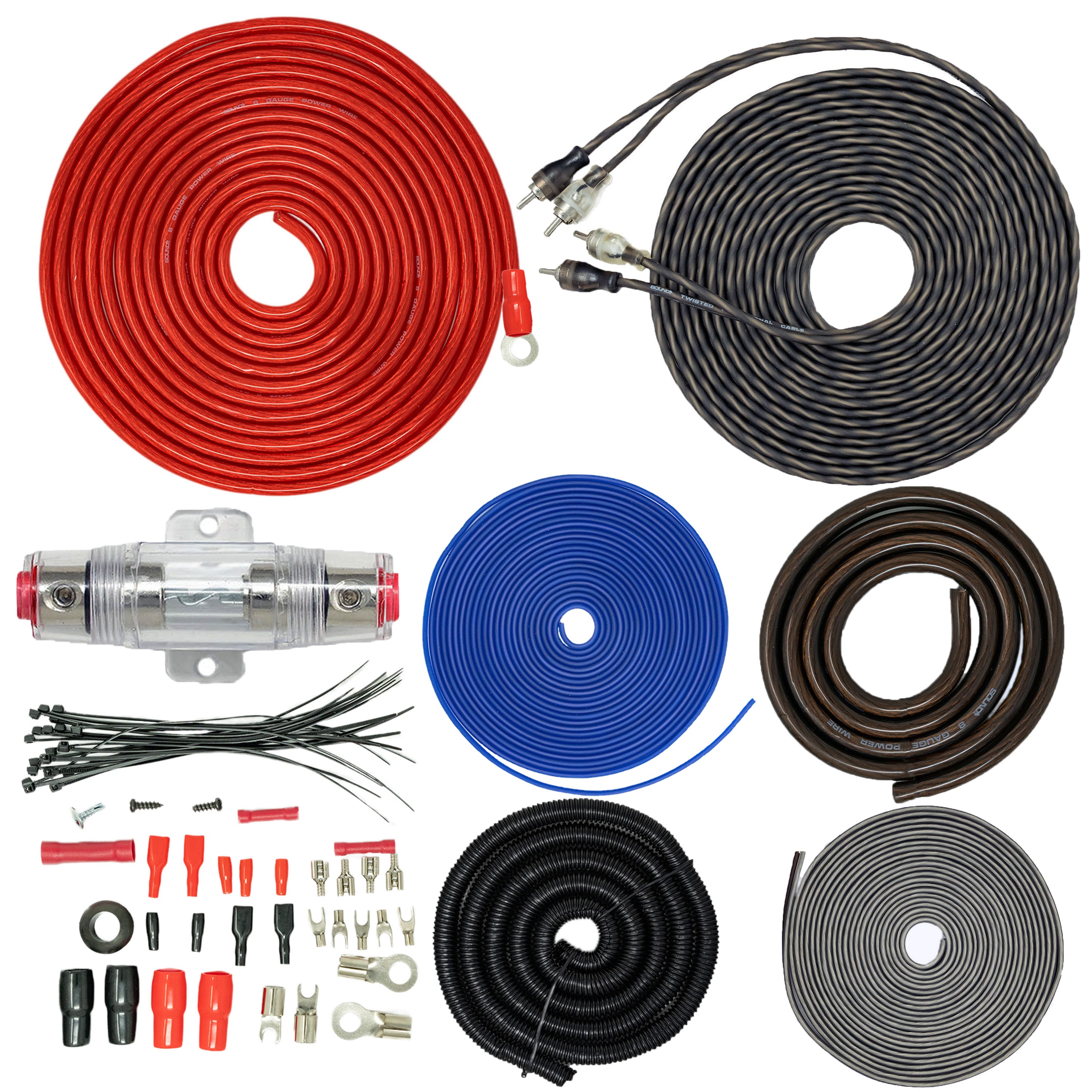 SoundBox ECK8, 8 Gauge 2 Channel Complete Amplifier Install Kit - 1500W