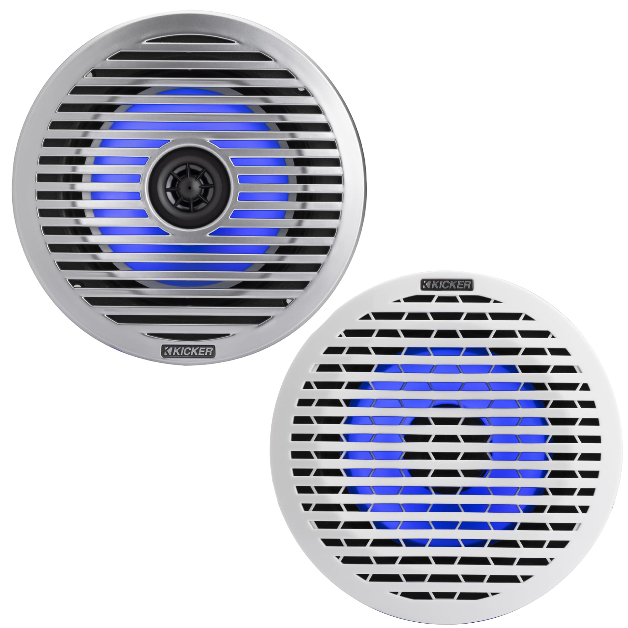 Kicker KM614FL, 6.5" Low Profile Marine Coaxial Speakers w/ RGB (51KM614FL)