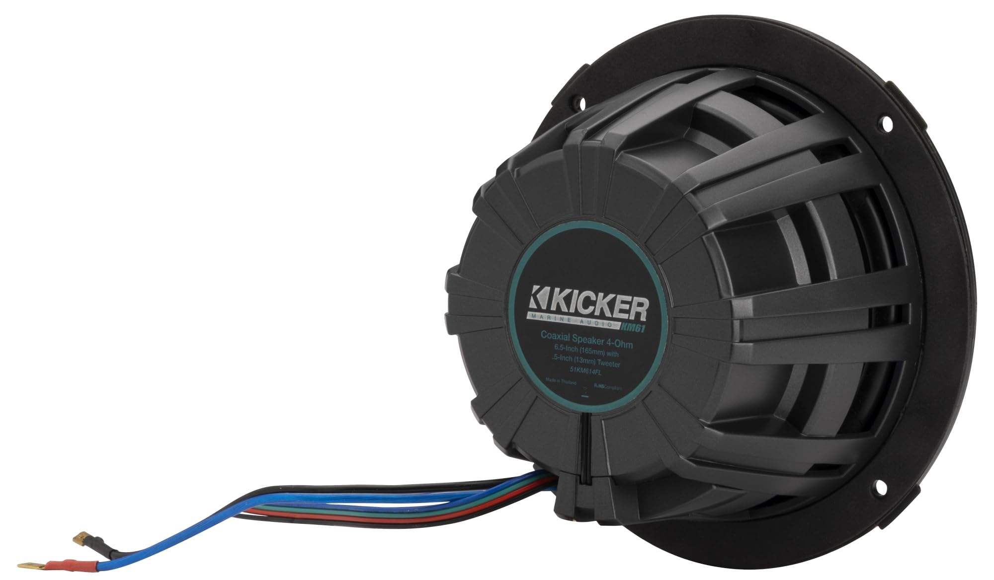 Kicker KM614FL, 6.5" Low Profile Marine Coaxial Speakers w/ RGB (51KM614FL)