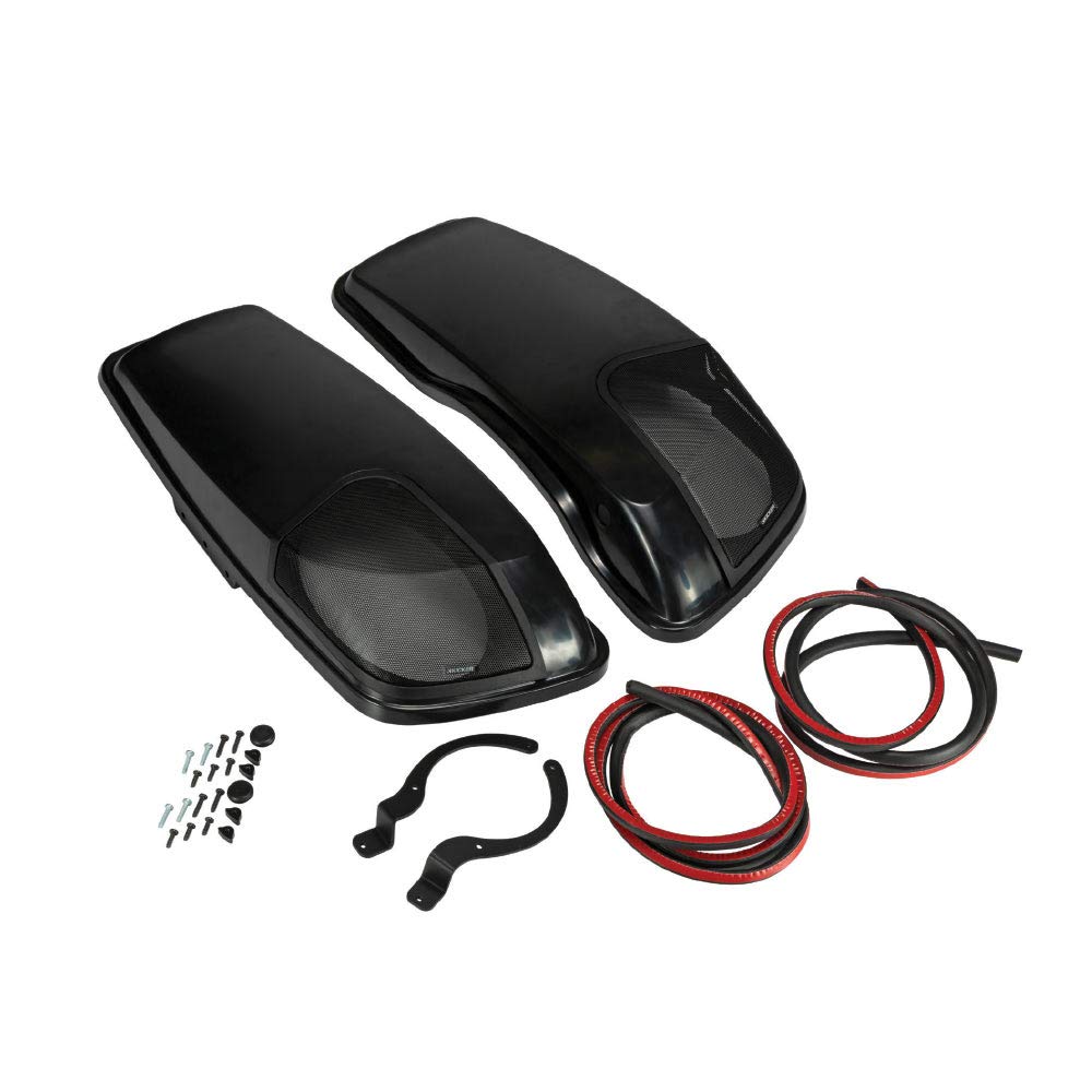 Kicker HDBL69VB, 2014-Newer Harley Davidson Left and Right Bag Lid kit w/ 6x9 Speakers and Harness in Vivid Black (46HDBL69VB)