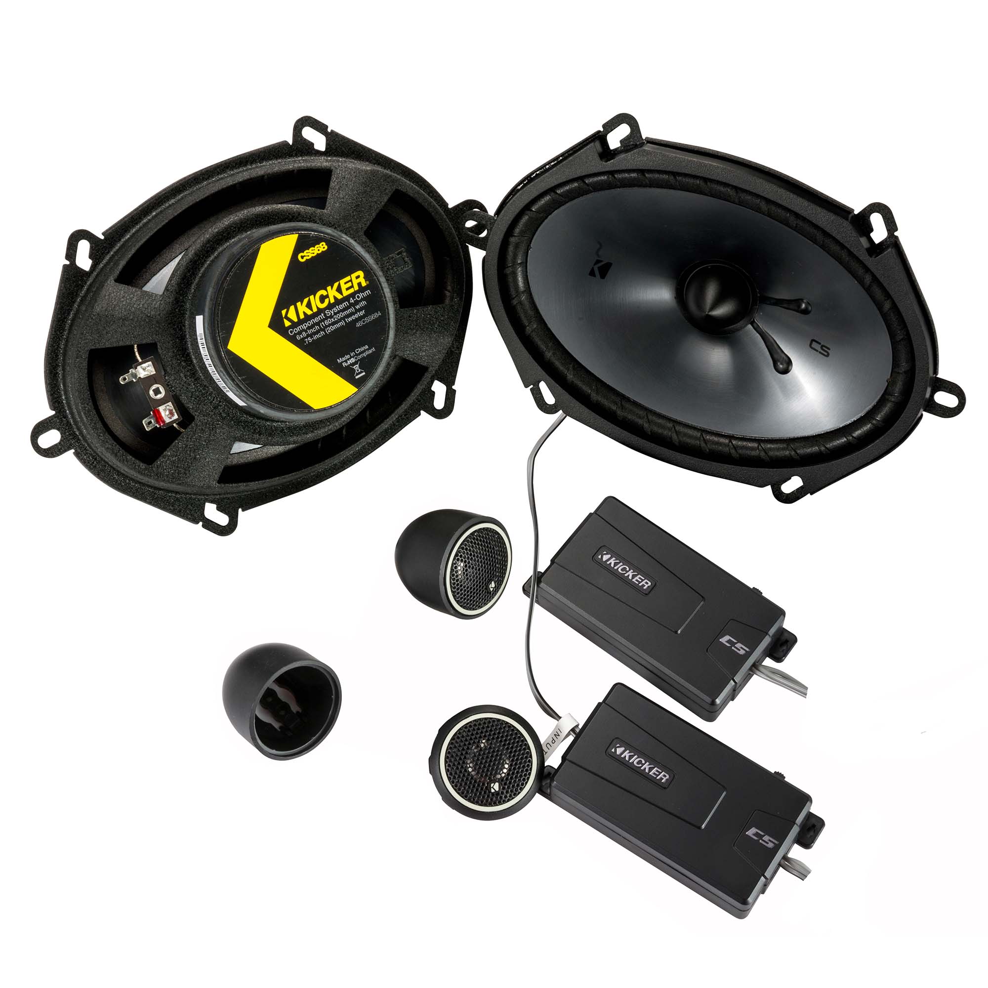 Kicker CSS684, CS Series 6x8" Component System + Damping Kit Bundle