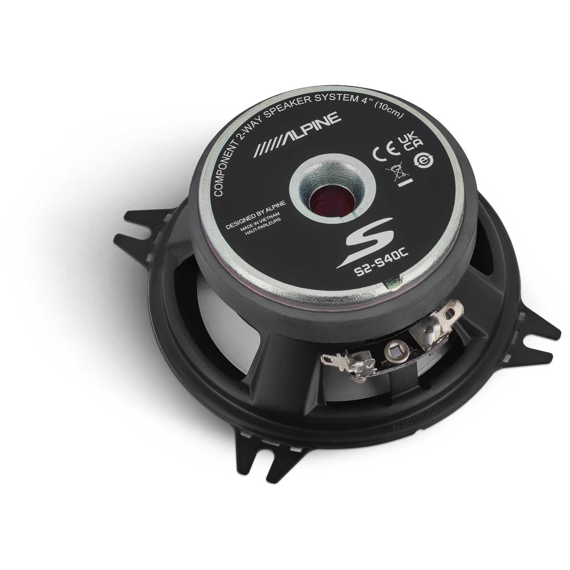 Alpine S2-S40C, S Series 4" 2-Way Hi-Res Component Speakers - 140 Watts (OB)
