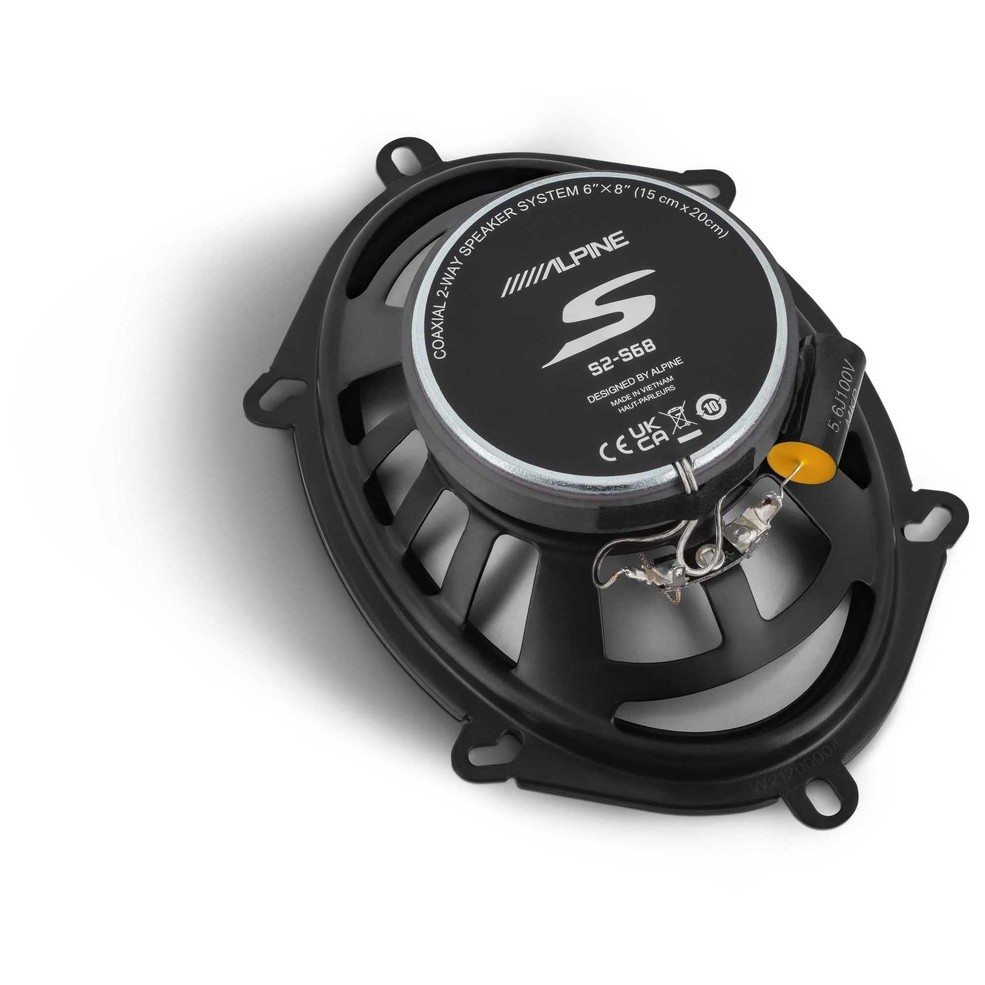 Alpine S2-S68, S Series 6x8" 2-Way Hi-Res Full Range Speakers - 230 Watts (OB)