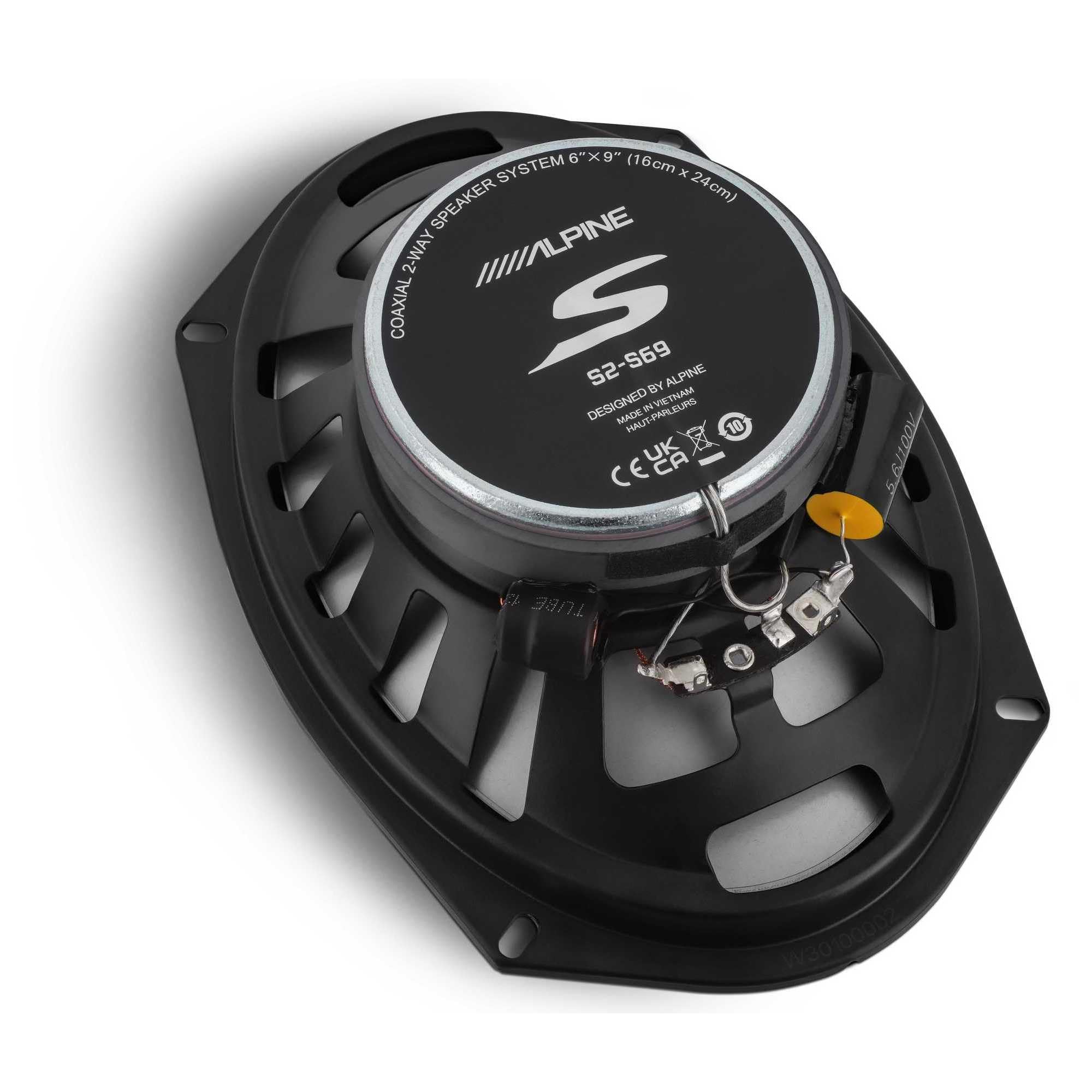 Alpine S2-S69, S Series 6x9" 2-Way Hi-Res Full Range Speakers - 260 Watts (OB)