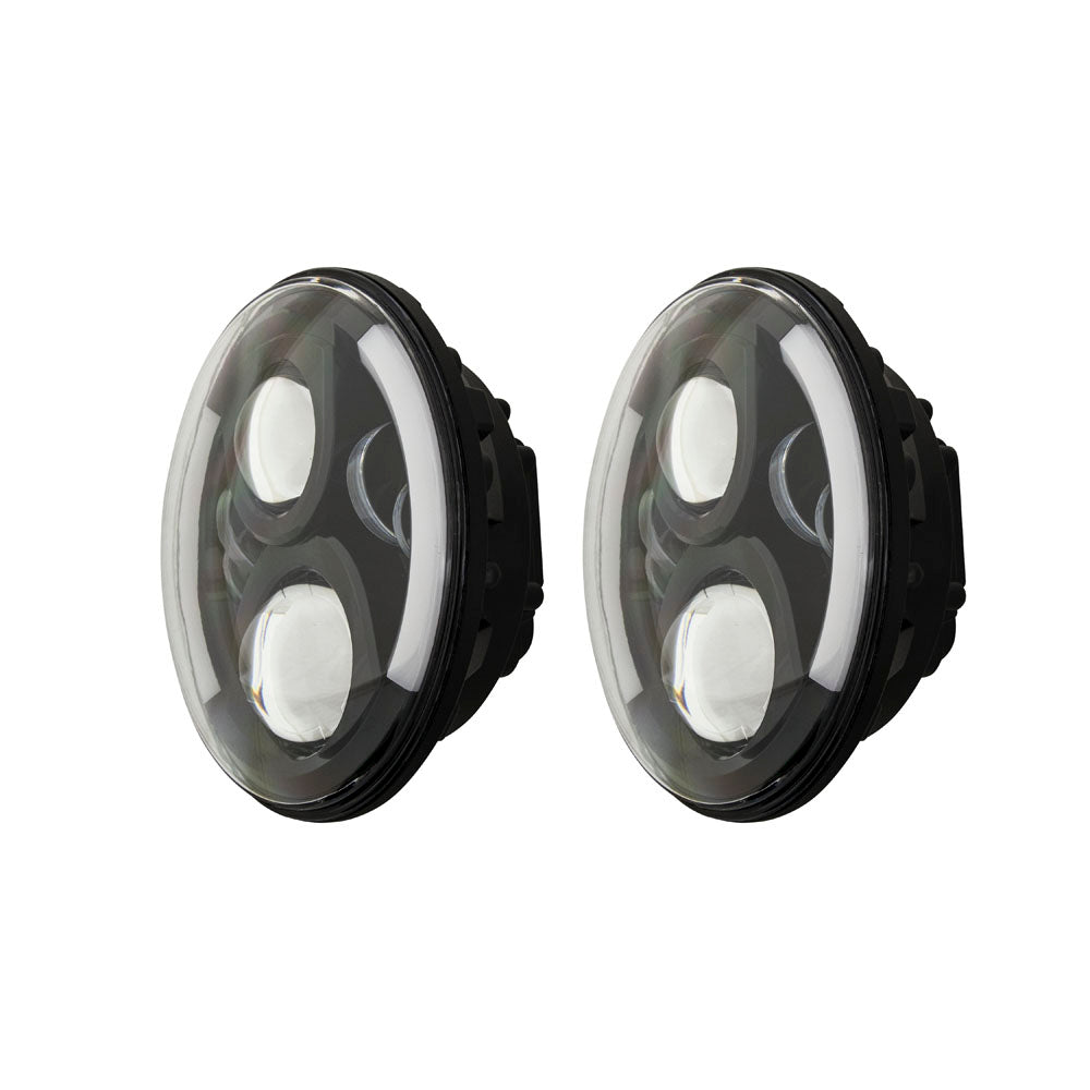 Metra JP-703B, 7" LED Light with Black Face and Partial Halo, 7 Inch, 6 LED