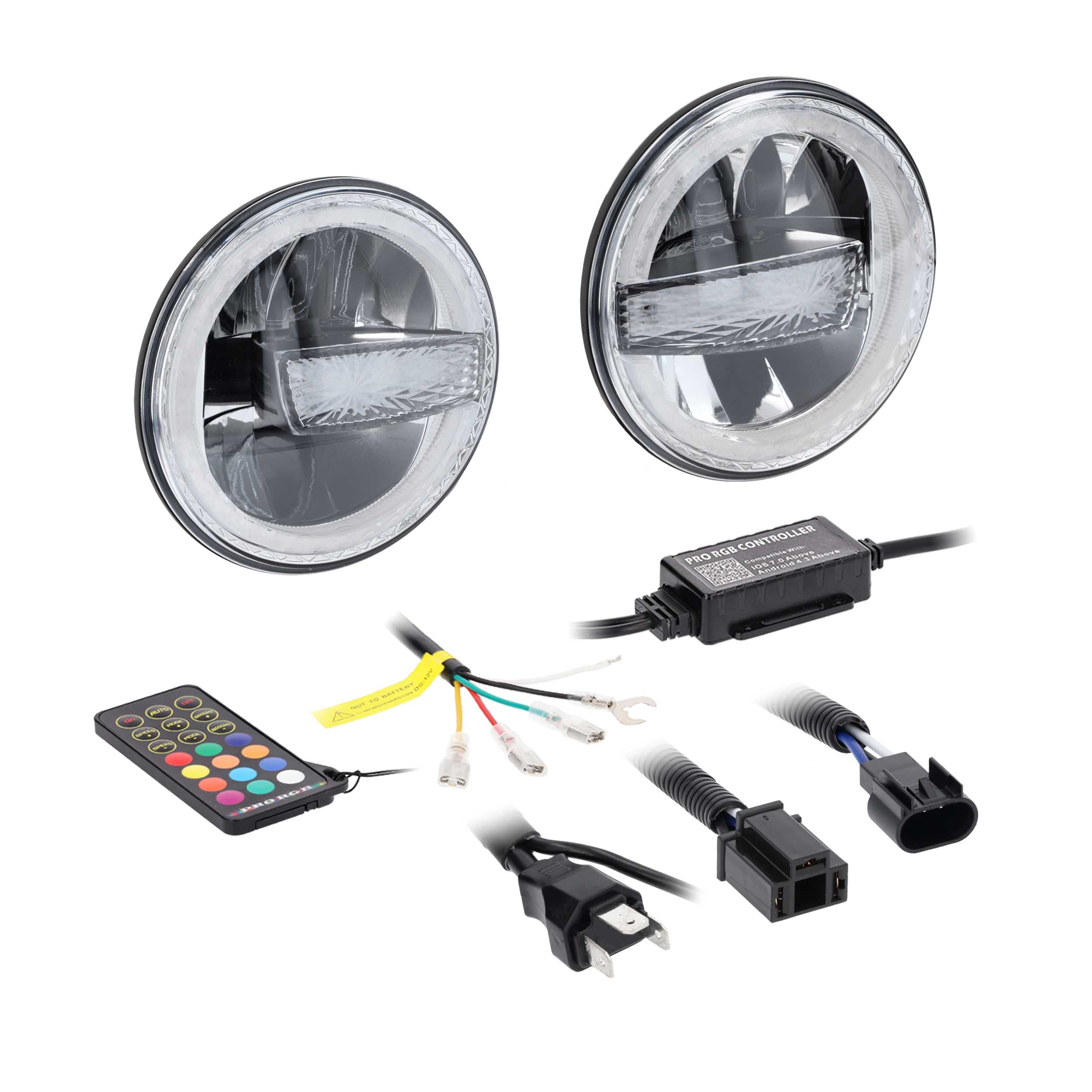 Metra JP-709RGBKT, 7" Premium Chasing LED Headlights - Fits select Jeeps®