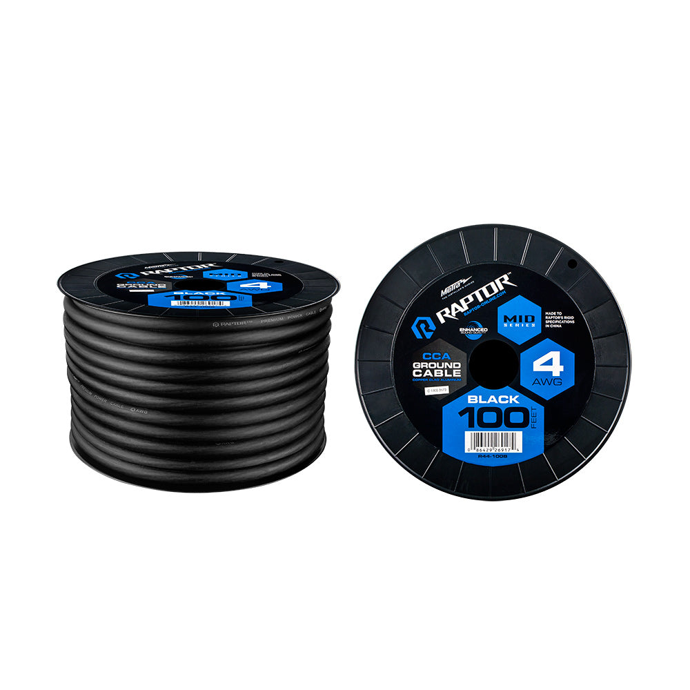Raptor R4BK4-100, Wire 4ga 100' Black CCA