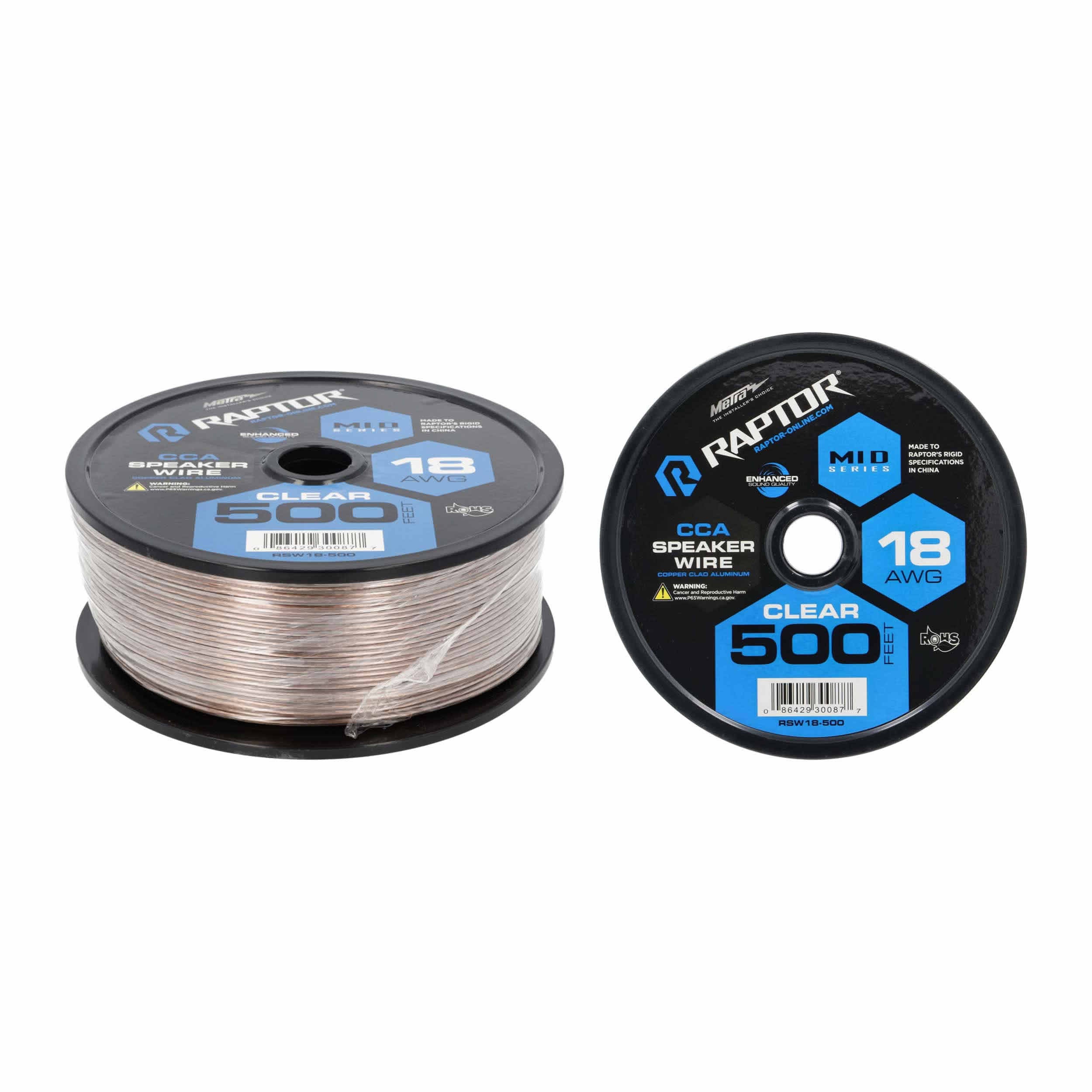 Raptor RSW18-500, Speaker Wire 18ga 500' CCA