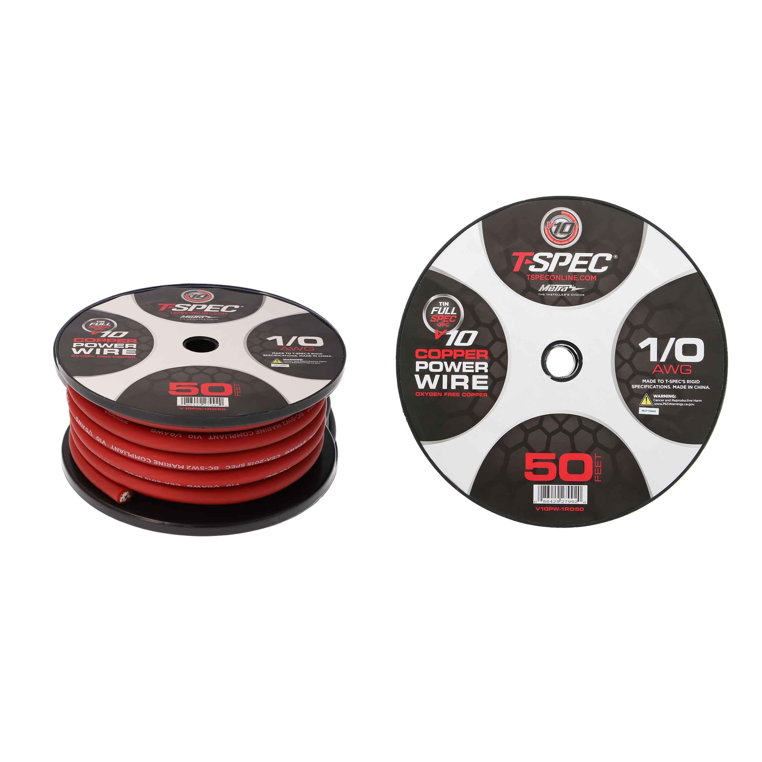 T-Spec V10PW-1RD50, Wire 1/0ga 50' Red
