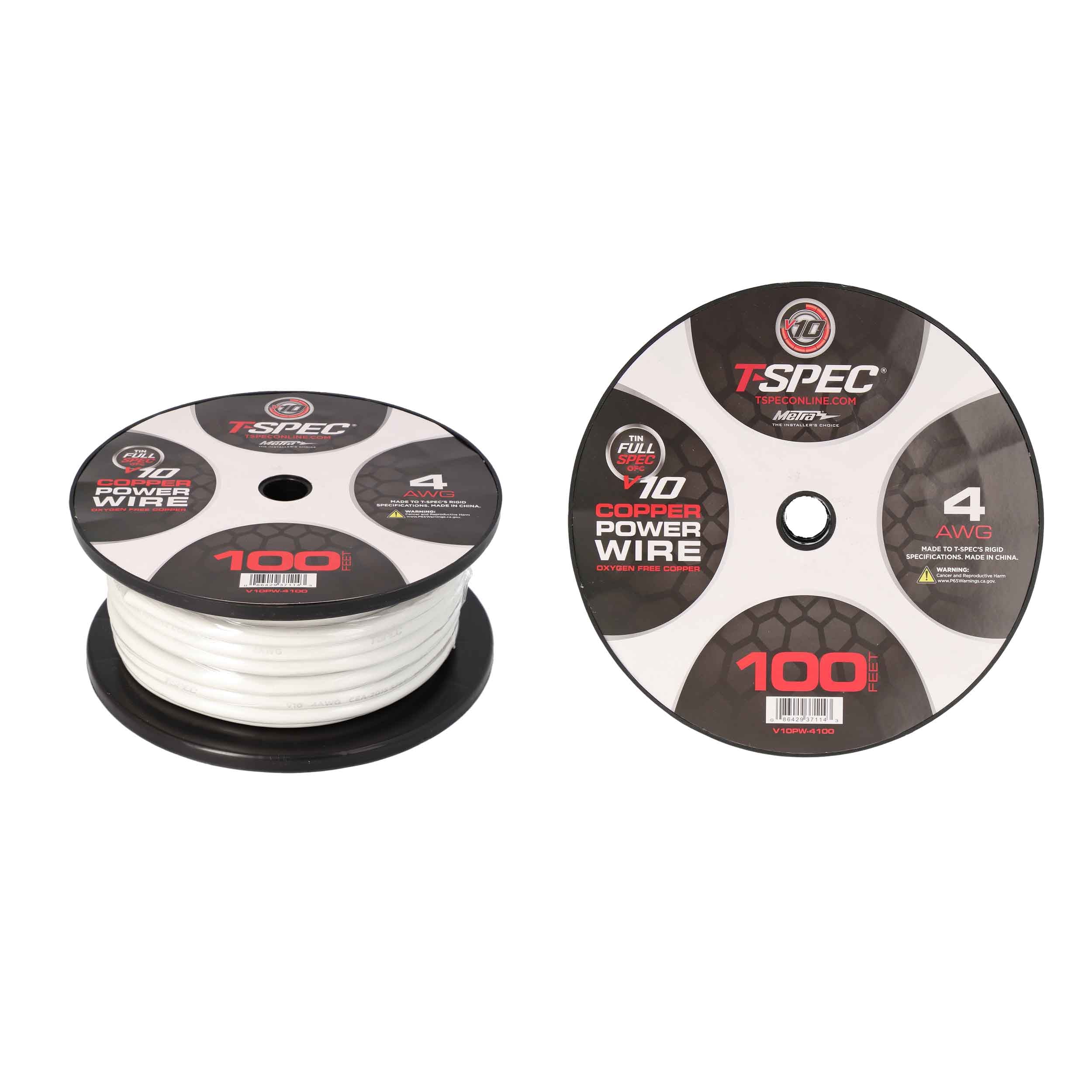 T-Spec V10PW-4100, Wire 4ga 100' Pearl
