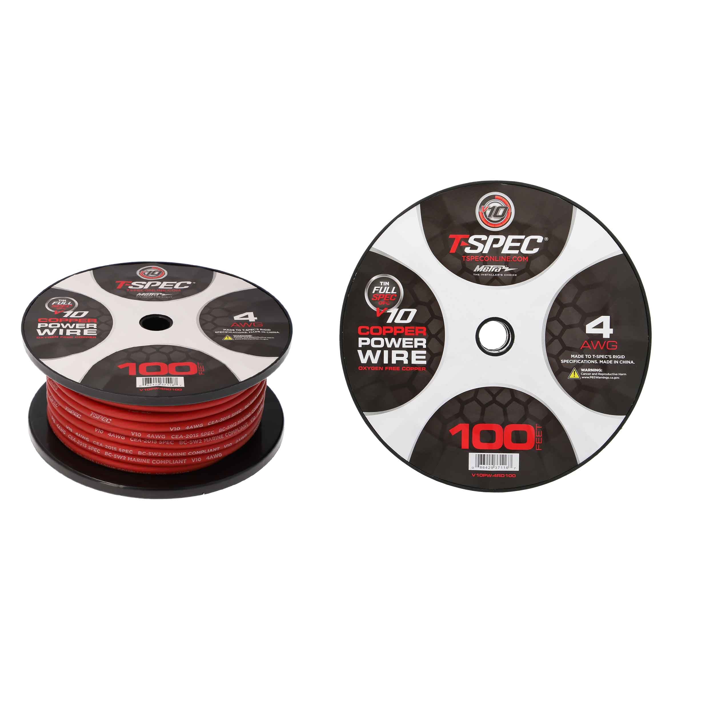 T-Spec V10PW-4RD100, Wire 4ga 100' Red