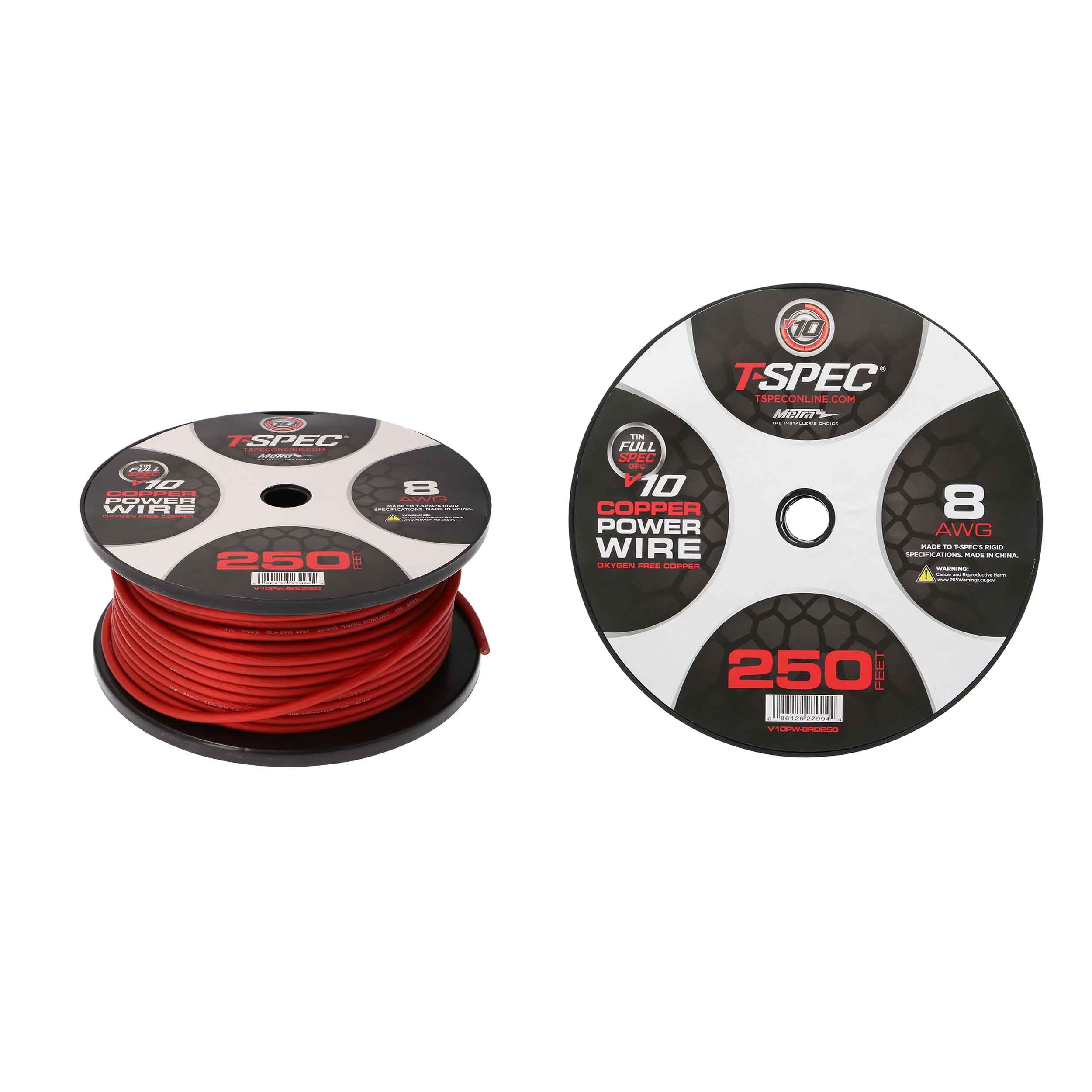 T-Spec V10PW-8RD250, Wire 8ga 250' Red