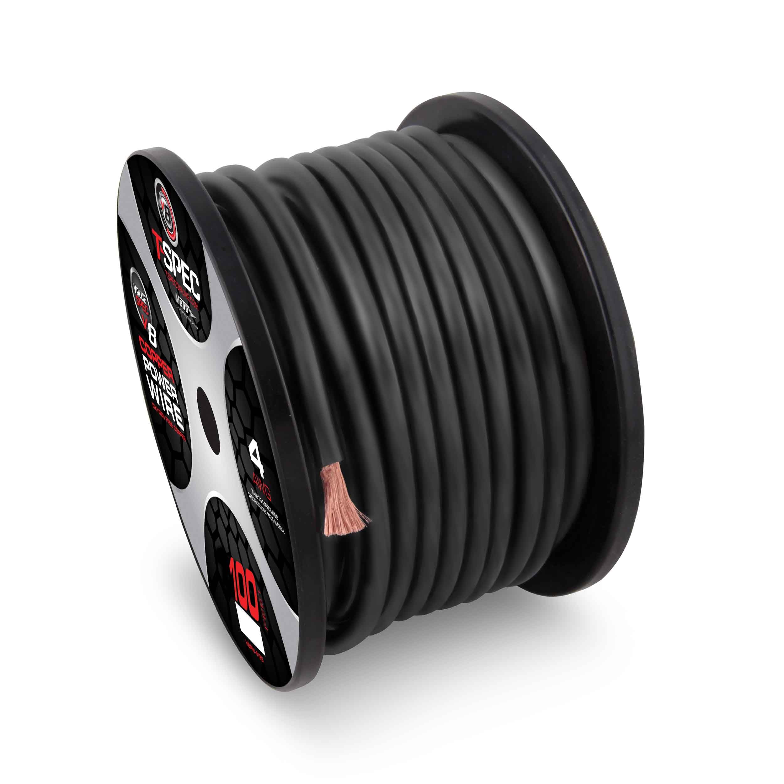 T-Spec V8GT4BK-100, Wire 4ga 100' Black