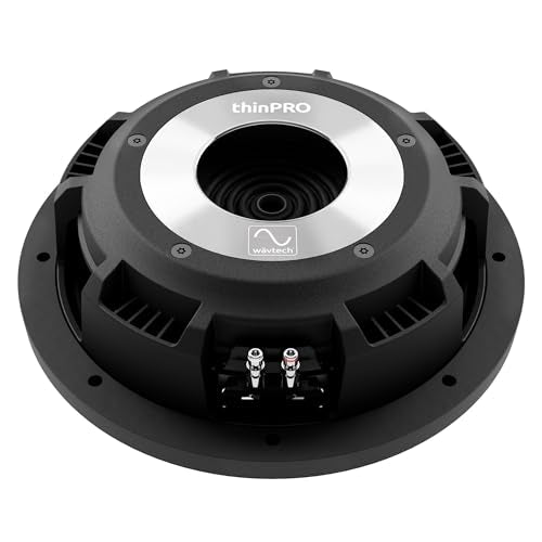 Wavtech THINPRO12-4, thinPRO10 12" 4 Ohm Single Voice Coil Shallow Subwoofer w/ Grille