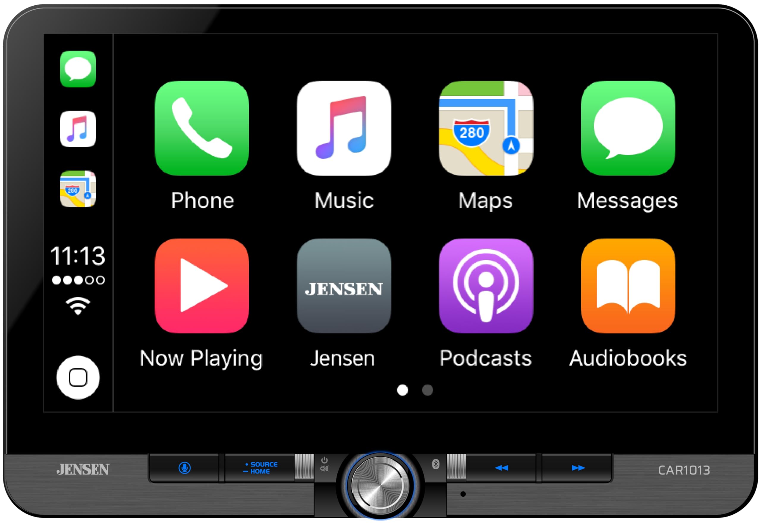 Jensen CAR1013, 10.1" Floating Screen Touchscreen Double DIN Digital Multimedia Receiver w/ Wireless Apple CarPlay & Android Auto