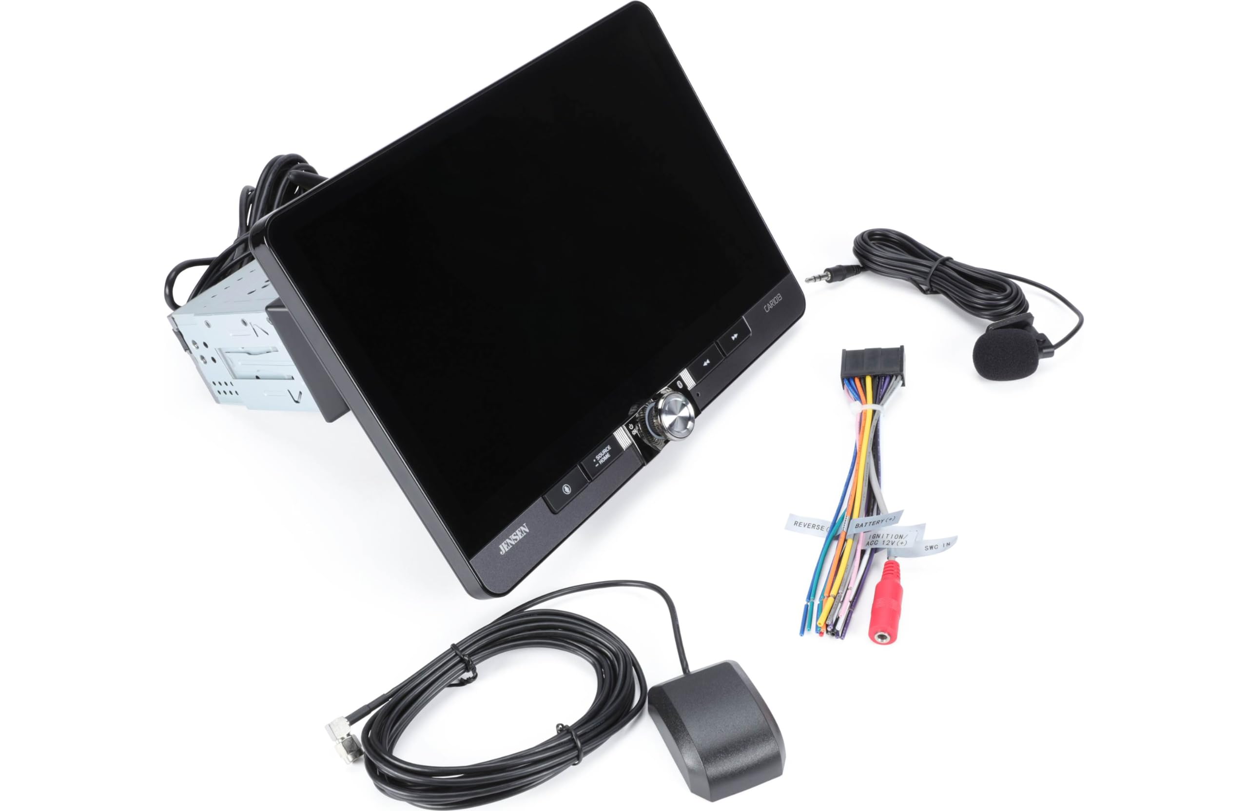 Jensen CAR1013, 10.1" Floating Screen Touchscreen Double DIN Digital Multimedia Receiver w/ Wireless Apple CarPlay & Android Auto