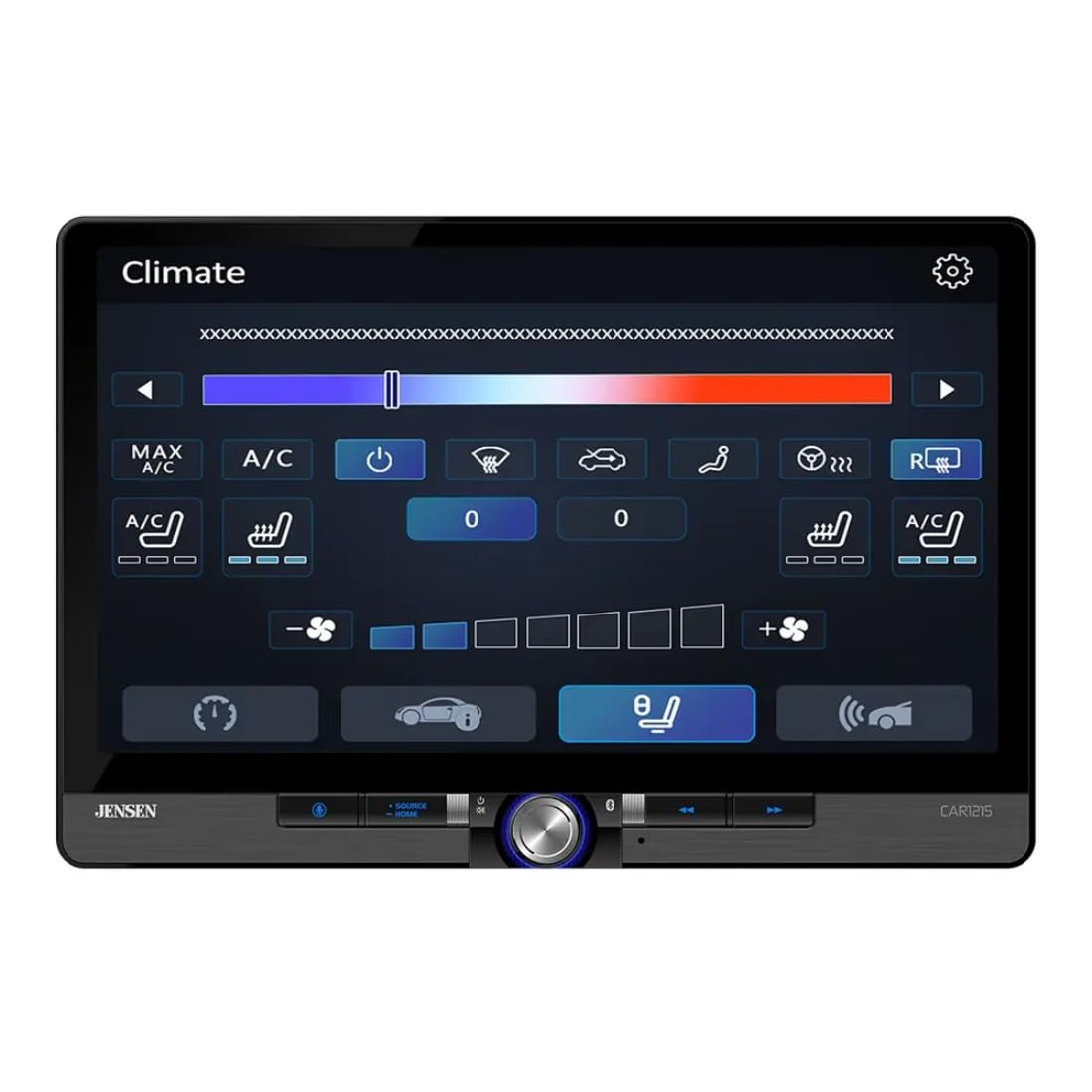 Jensen CAR1215, 12" Floating Screen Touchscreen Double DIN Digital Multimedia Receiver w/ Wireless Apple CarPlay & Android Auto