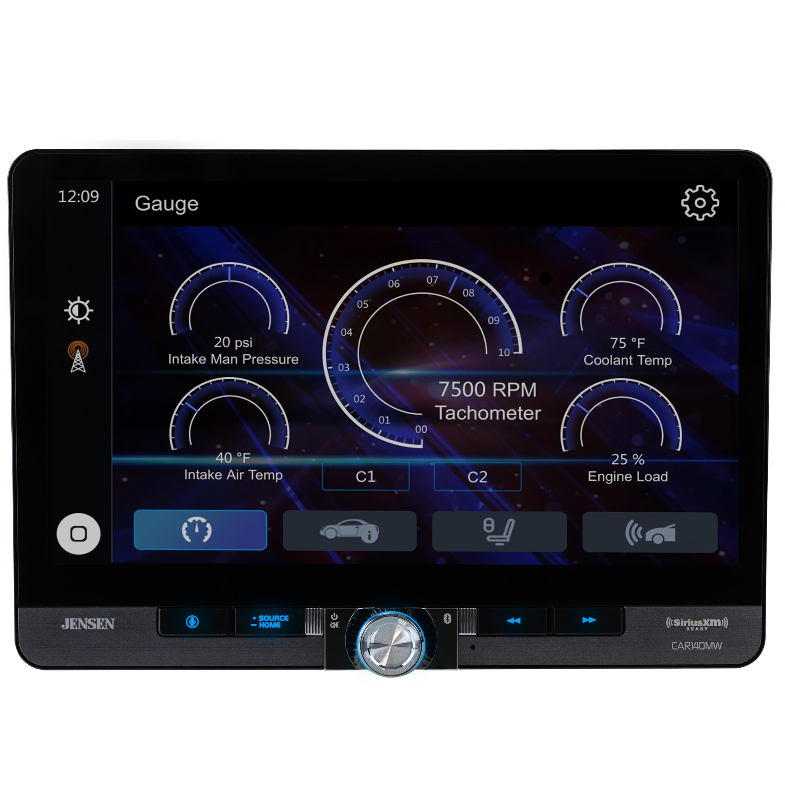 Jensen CAR140MW, 10.1" Floating Screen Touchscreen Double DIN Digital Multimedia Receiver w/ Wireless Apple CarPlay & Android Auto
