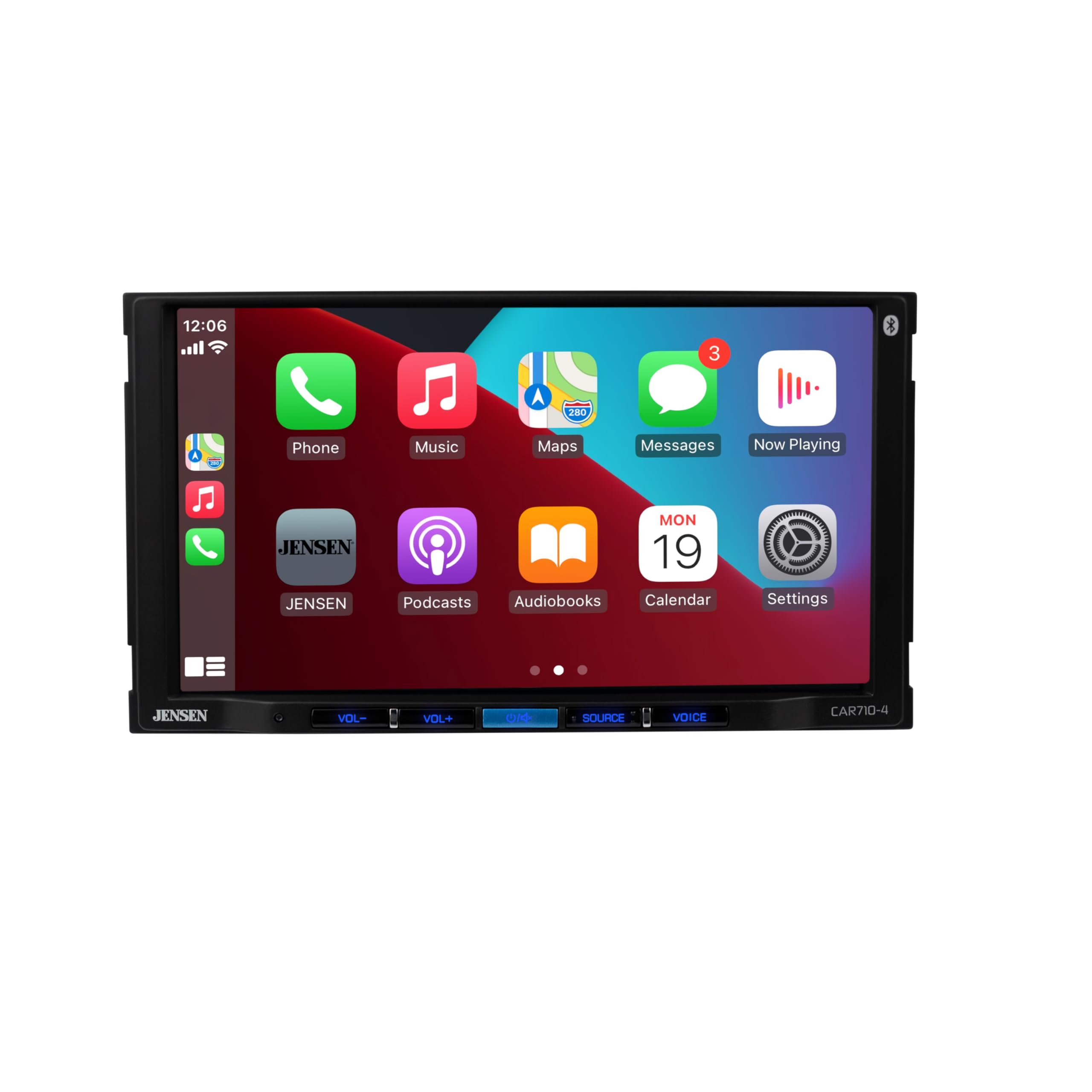 Jensen CAR710-4, 7" Touchscreen Double DIN Digital Multimedia Receiver w/ Apple CarPlay & Android Auto