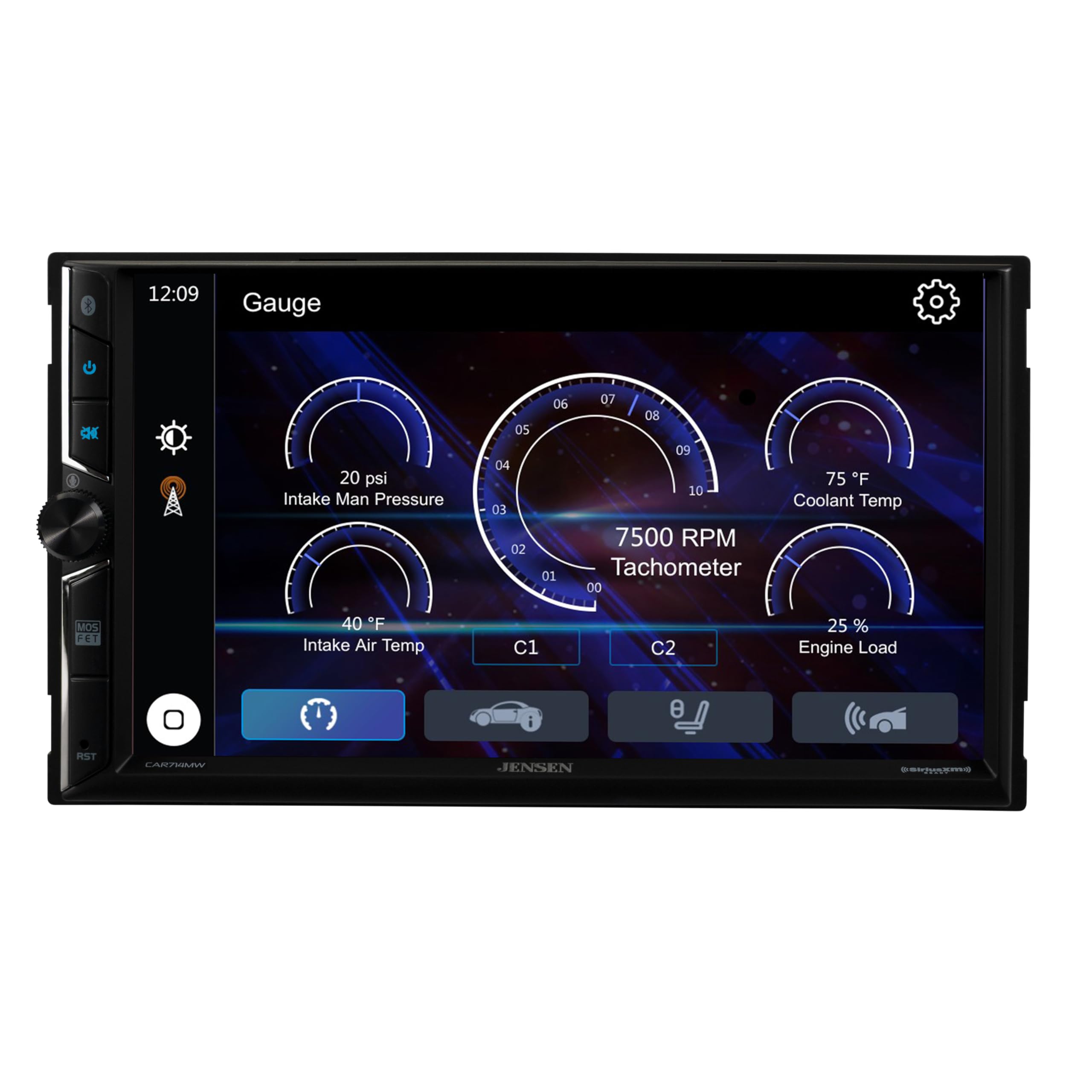 Jensen CAR714MW, 7" Touchscreen Double DIN Digital Multimedia Receiver w/ Wireless Apple CarPlay & Android Auto, Maestro Support
