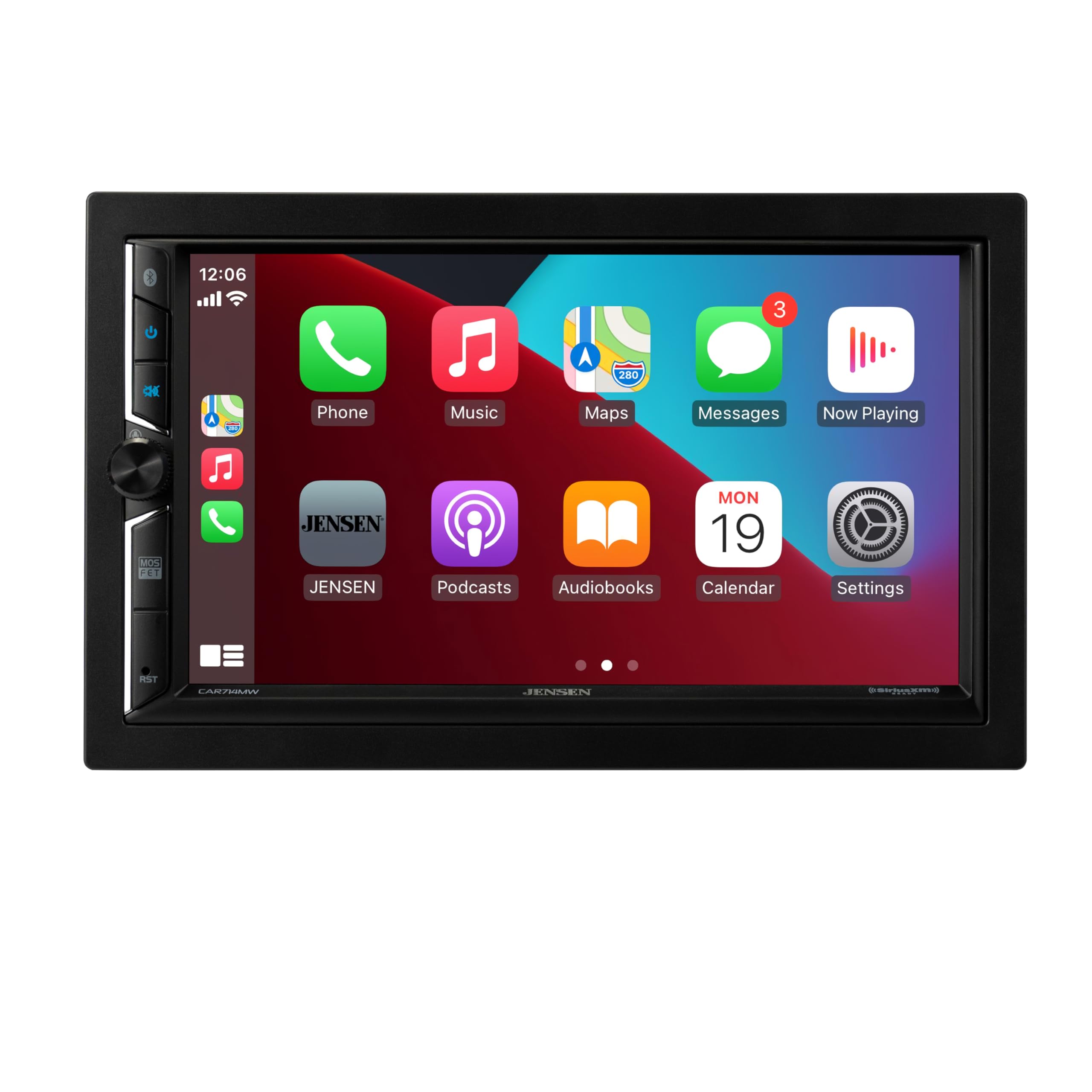 Jensen CAR714MW, 7" Touchscreen Double DIN Digital Multimedia Receiver w/ Wireless Apple CarPlay & Android Auto, Maestro Support