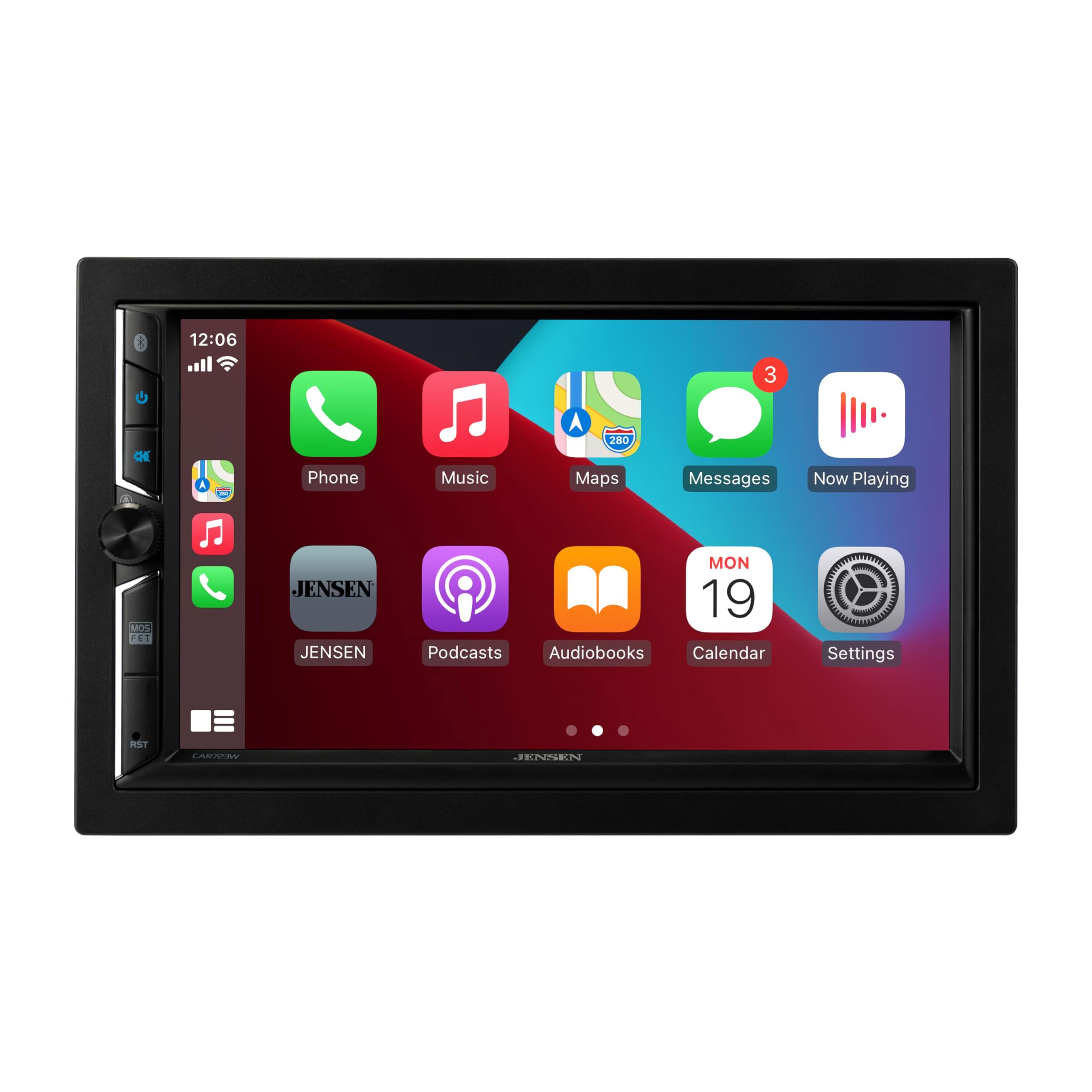 Jensen CAR723W, 7" Touchscreen Double DIN Digital Multimedia Receiver w/ Wireless Apple CarPlay & Android Auto