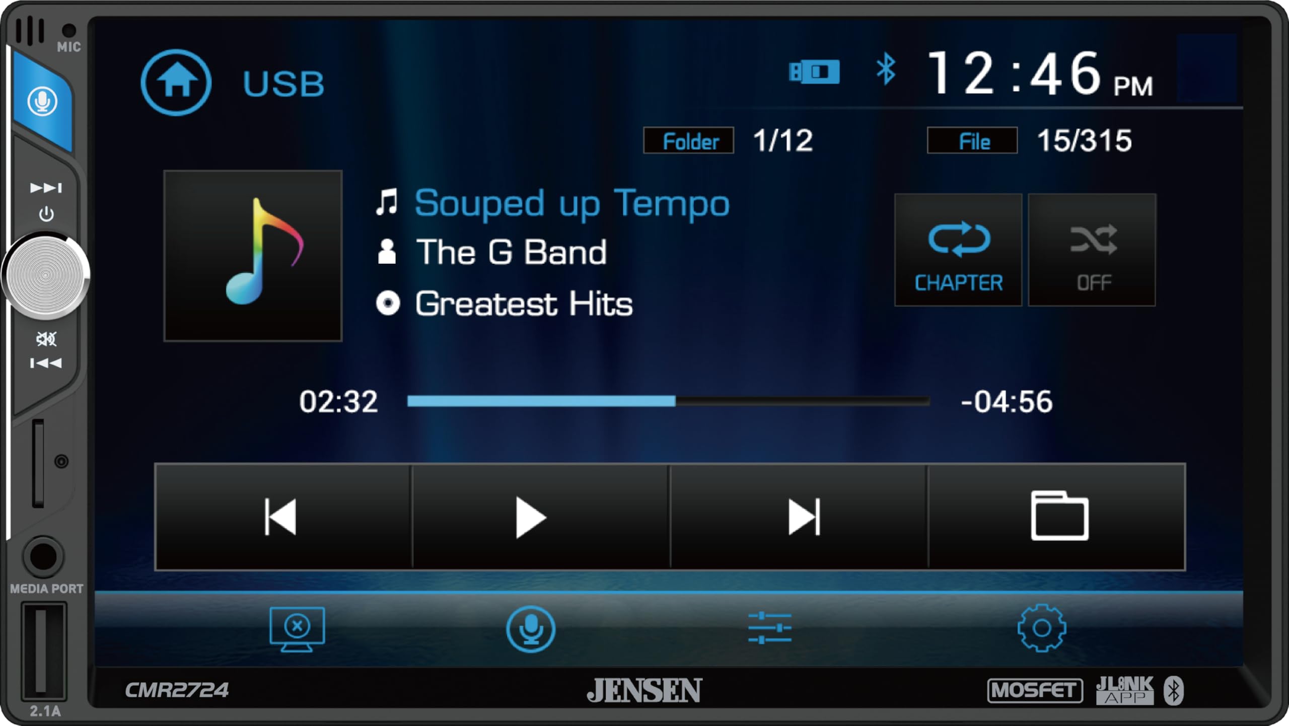 Jensen CMR2724, 7" Touchscreen Double DIN Digital Multimedia Receiver (Does not play CDs)