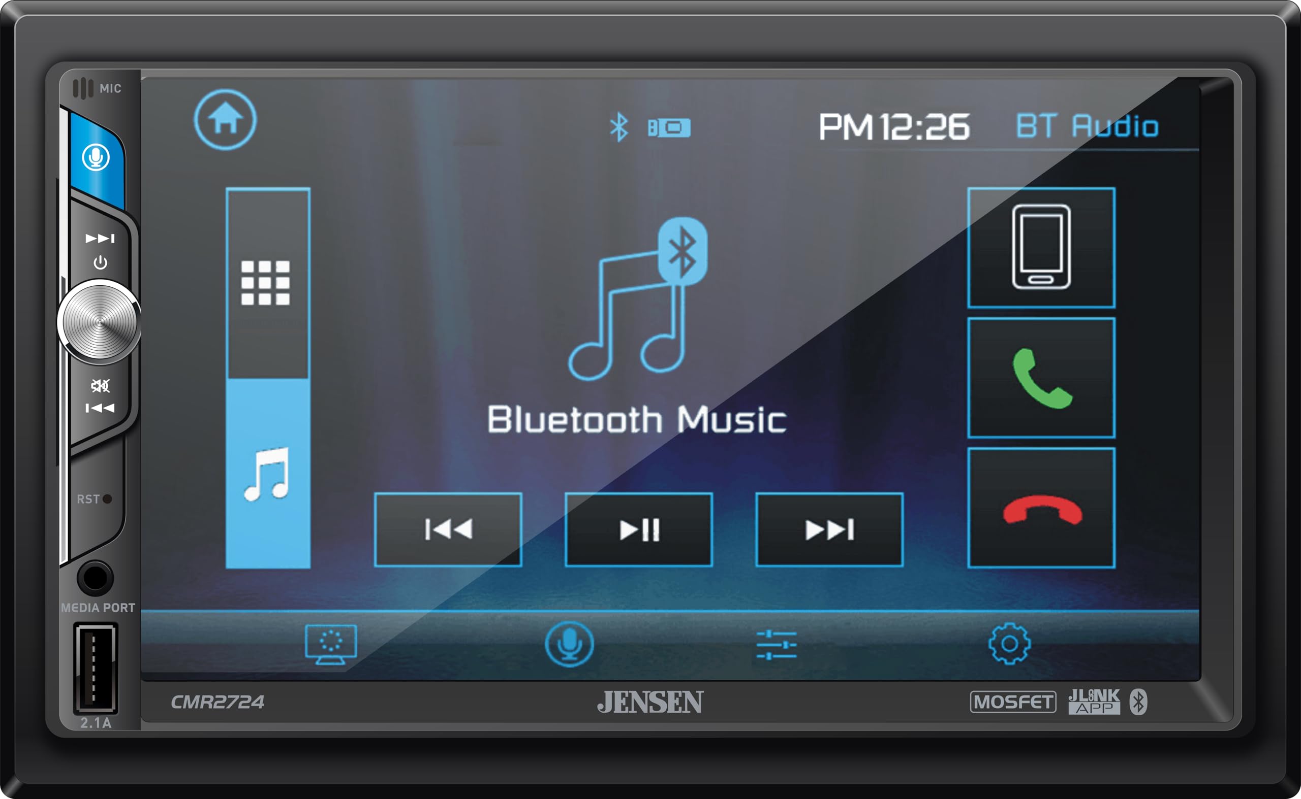Jensen CMR2724, 7" Touchscreen Double DIN Digital Multimedia Receiver (Does not play CDs)