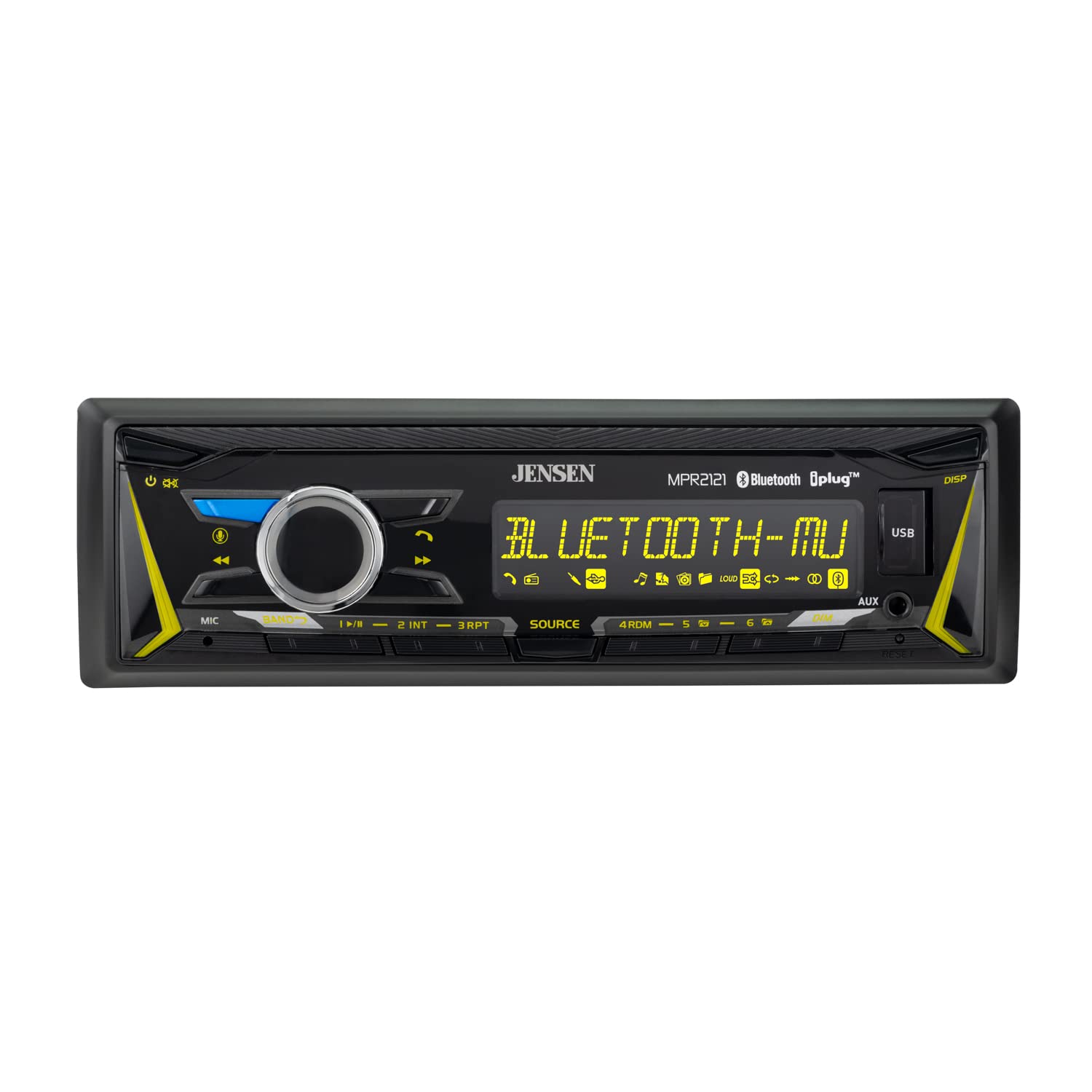 Jensen MPR2121, Multi Color Display Digital Media Receiver w/ Front Aux & USB Input