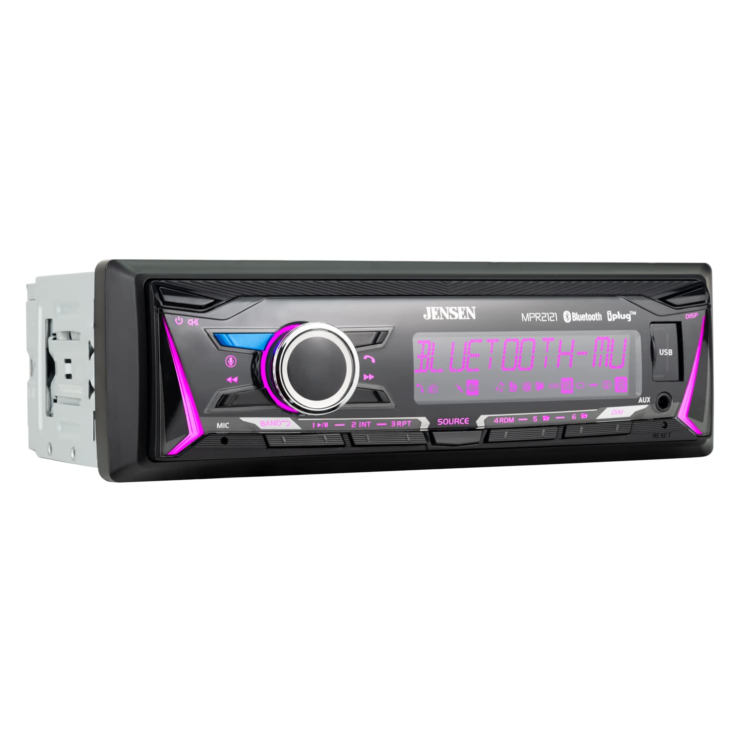 Jensen MPR2121, Multi Color Display Digital Media Receiver w/ Front Aux & USB Input