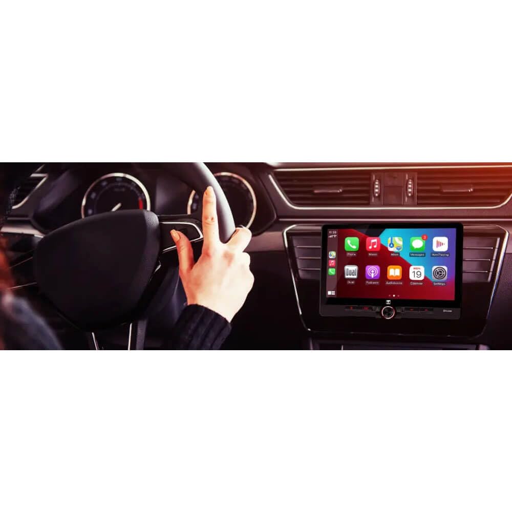 Dual DCPA1013, 10.1" Floating Screen Touchscreen Double DIN Digital Multimedia Receiver w/ Wireless Apple CarPlay & Android Auto