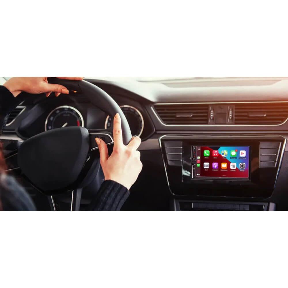 Dual DCPA723W, 7" Touchscreen Double DIN Digital Multimedia Receiver w/ Wireless Apple CarPlay & Android Auto