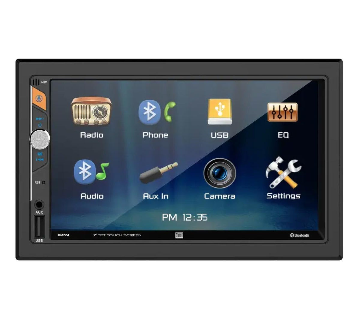Dual DM724, 7" Touchscreen Double DIN Digital Multimedia Receiver (Does not play CDs)