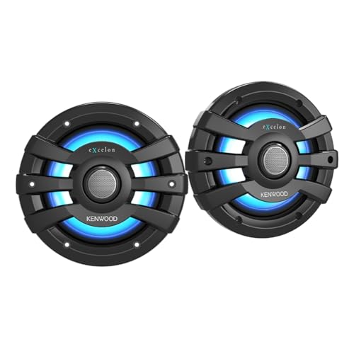 Kenwood XM65BL, eXcelon Motorsports 6.5" 2-Way Coaxial Marine Speakers with Illumination, Black