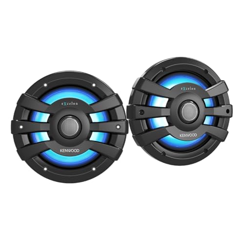 Kenwood XM77BL, eXcelon Motorsports 7.7" 2-Way Coaxial Marine Speakers with Illumination, Black