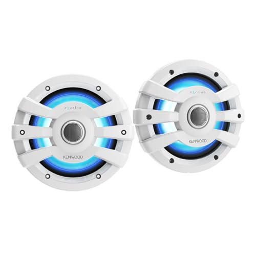 Kenwood XM77WL, eXcelon Motorsports 7.7" 2-Way Coaxial Marine Speakers with Illumination, White