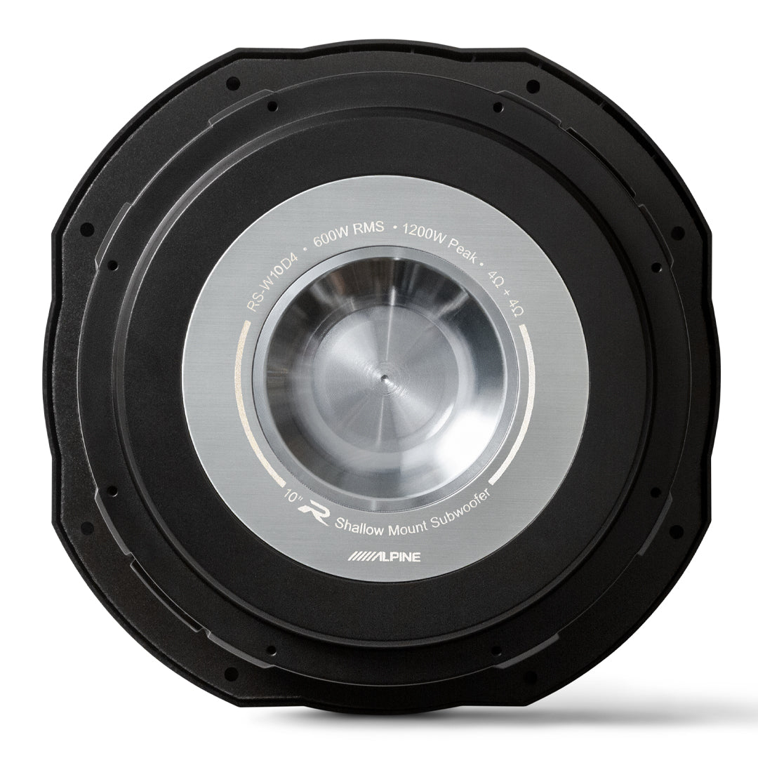 Alpine RS-W10D4, R Series 10" Dual 4 Ohm Voice Coil Shallow Subwoofer, 600 Watts (OB)