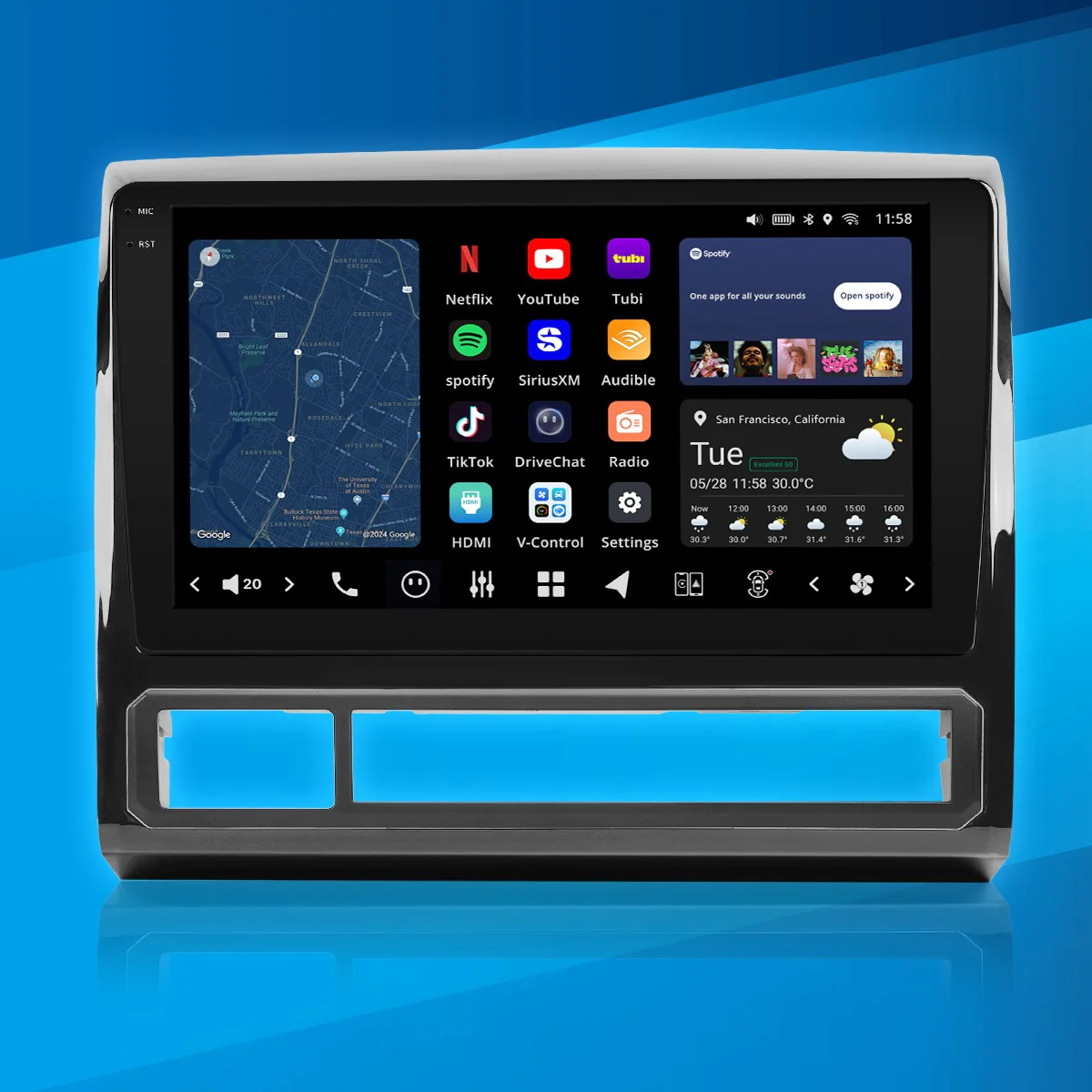 Vinland V13TA109N, Vision 9" Digital Multimedia Receiver for Toyota Tacoma 2005-2015