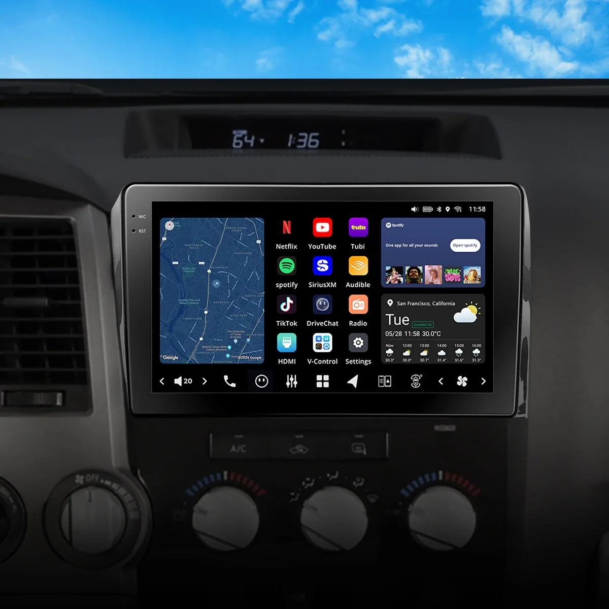 Vinland V13TU111N, Vision 10" Digital Multimedia Receiver for Toyota Tundra 2007-2013 & Toyota Sequoia 2008-2021
