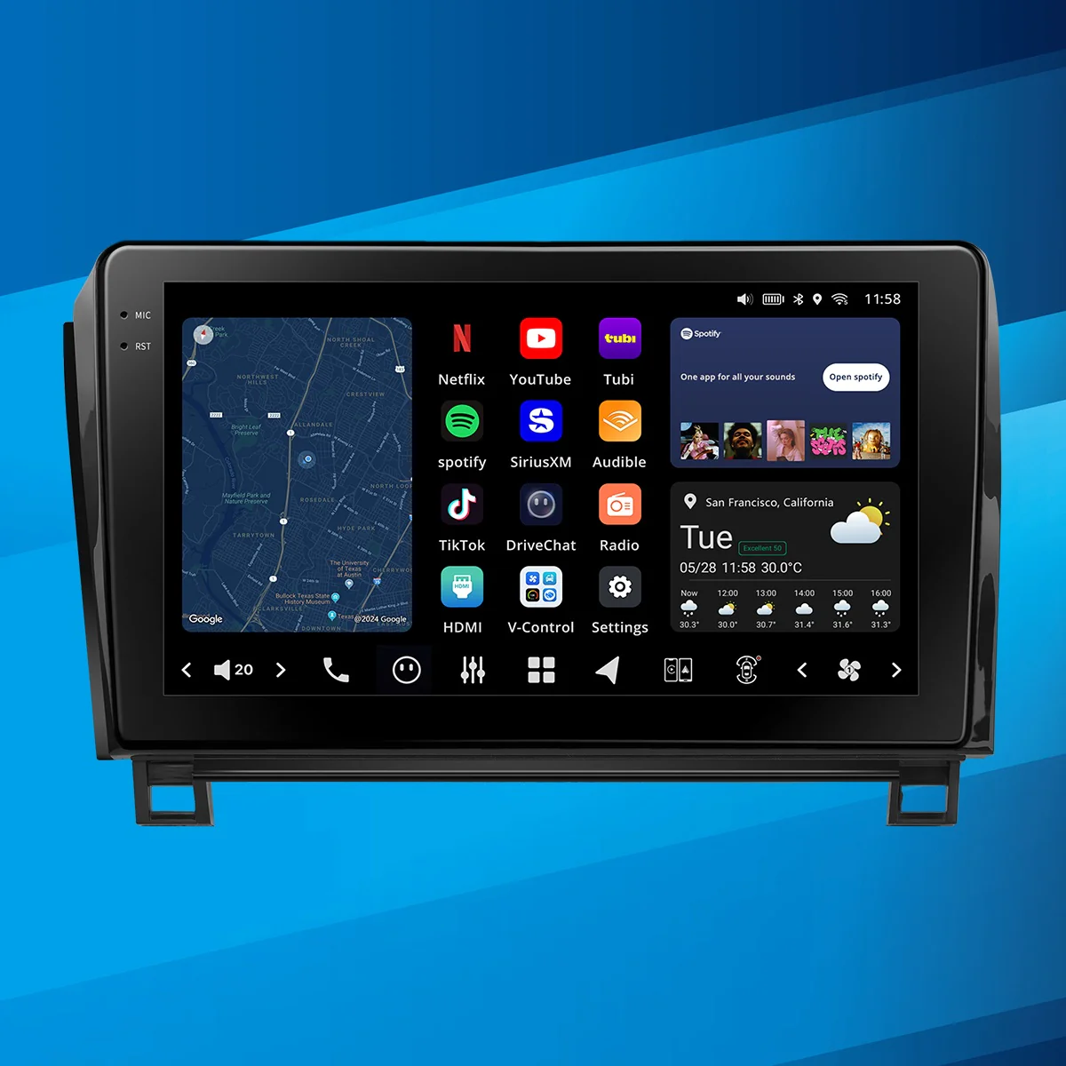 Vinland V13TU111N, Vision 10" Digital Multimedia Receiver for Toyota Tundra 2007-2013 & Toyota Sequoia 2008-2021