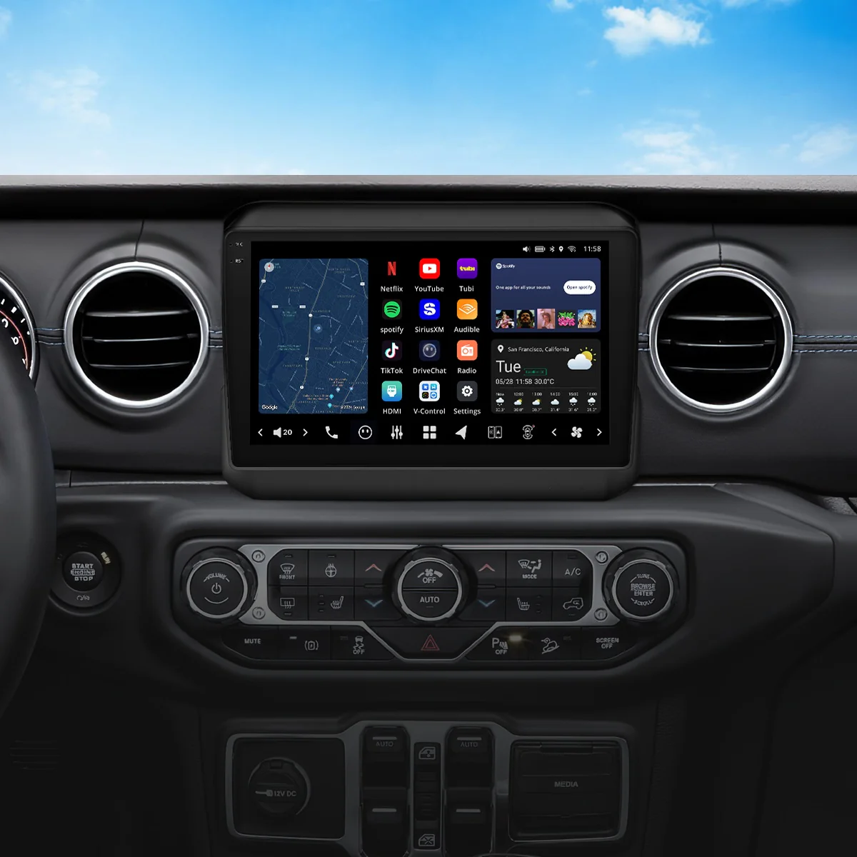 Vinland V13WR109N, Vision 9" Digital Multimedia Receiver for Jeep Wrangler (JL) 2018-2023 & Jeep Gladiator (JT) 2019-2023