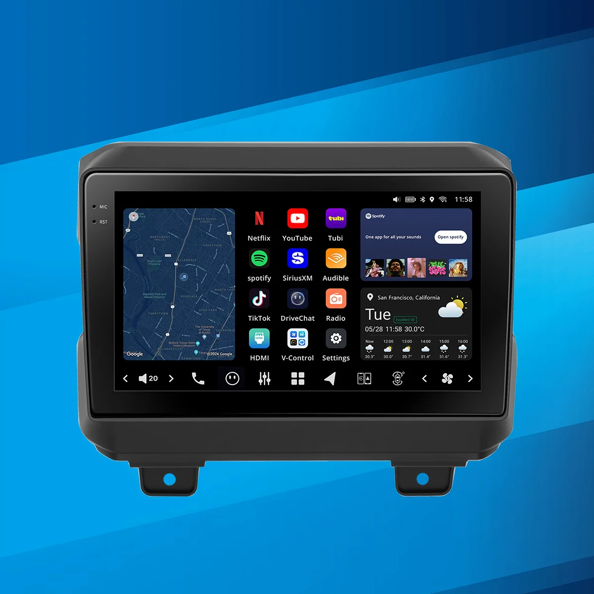 Vinland V13WR109N, Vision 9" Digital Multimedia Receiver for Jeep Wrangler (JL) 2018-2023 & Jeep Gladiator (JT) 2019-2023