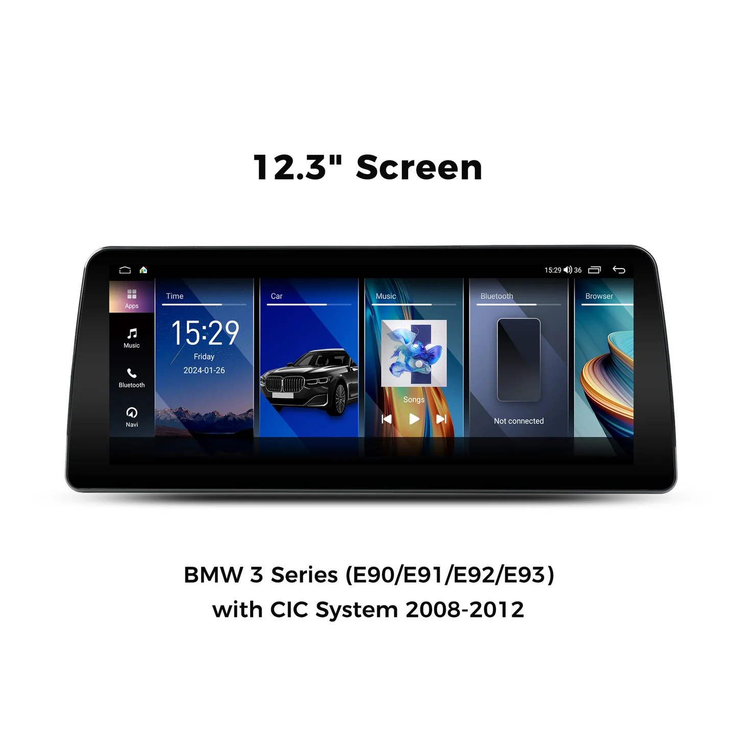 Vinland VBM3S412B8, 12.3" Digital Multimedia Receiver for BMW 3 Series (E90/E91/E92/E93) 2008-2012 with CIC System