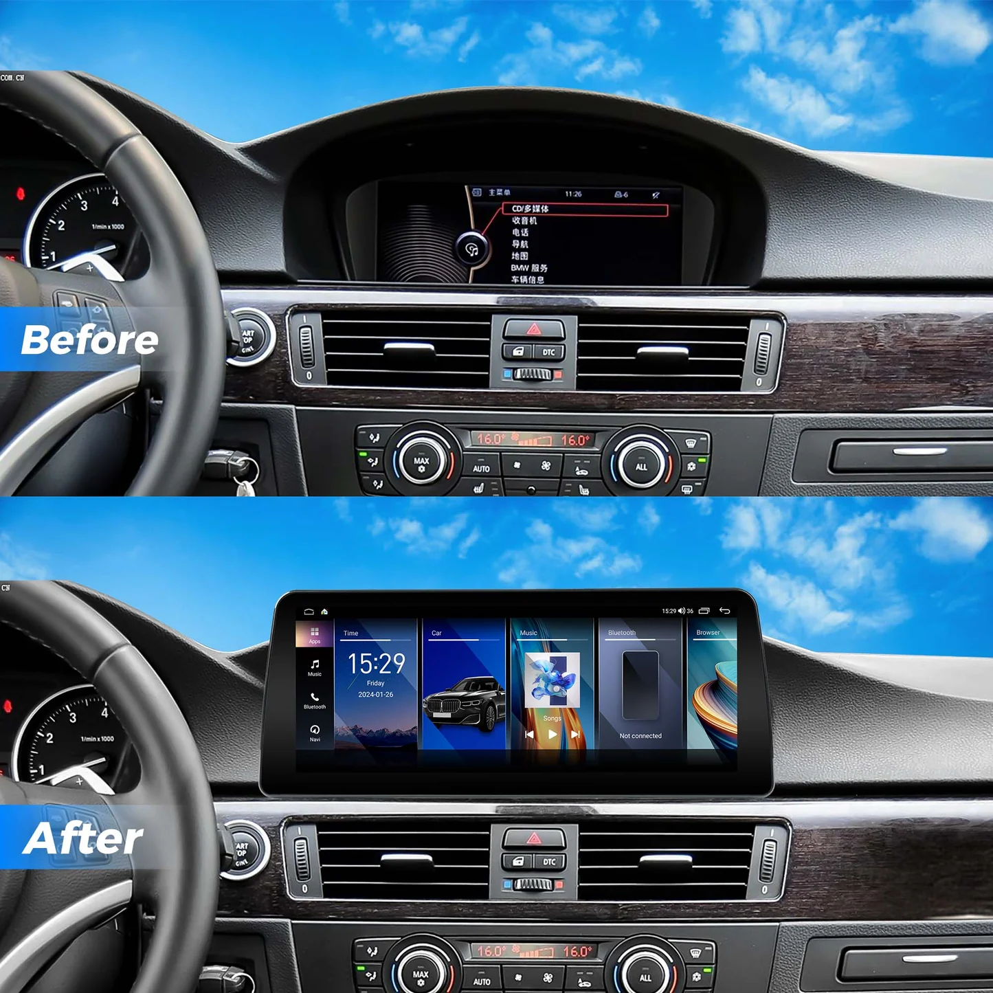 Vinland VBM3S412B8, 12.3" Digital Multimedia Receiver for BMW 3 Series (E90/E91/E92/E93) 2008-2012 with CIC System