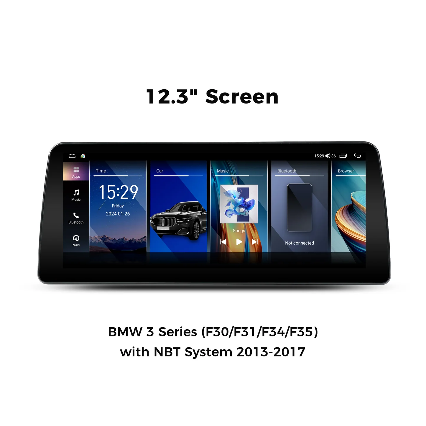 Vinland VBM3S5L12B8, 12.3" Digital Multimedia Receiver for BMW 3 Series (F30/F31/F34/F35) 2013-2017 with NBT System