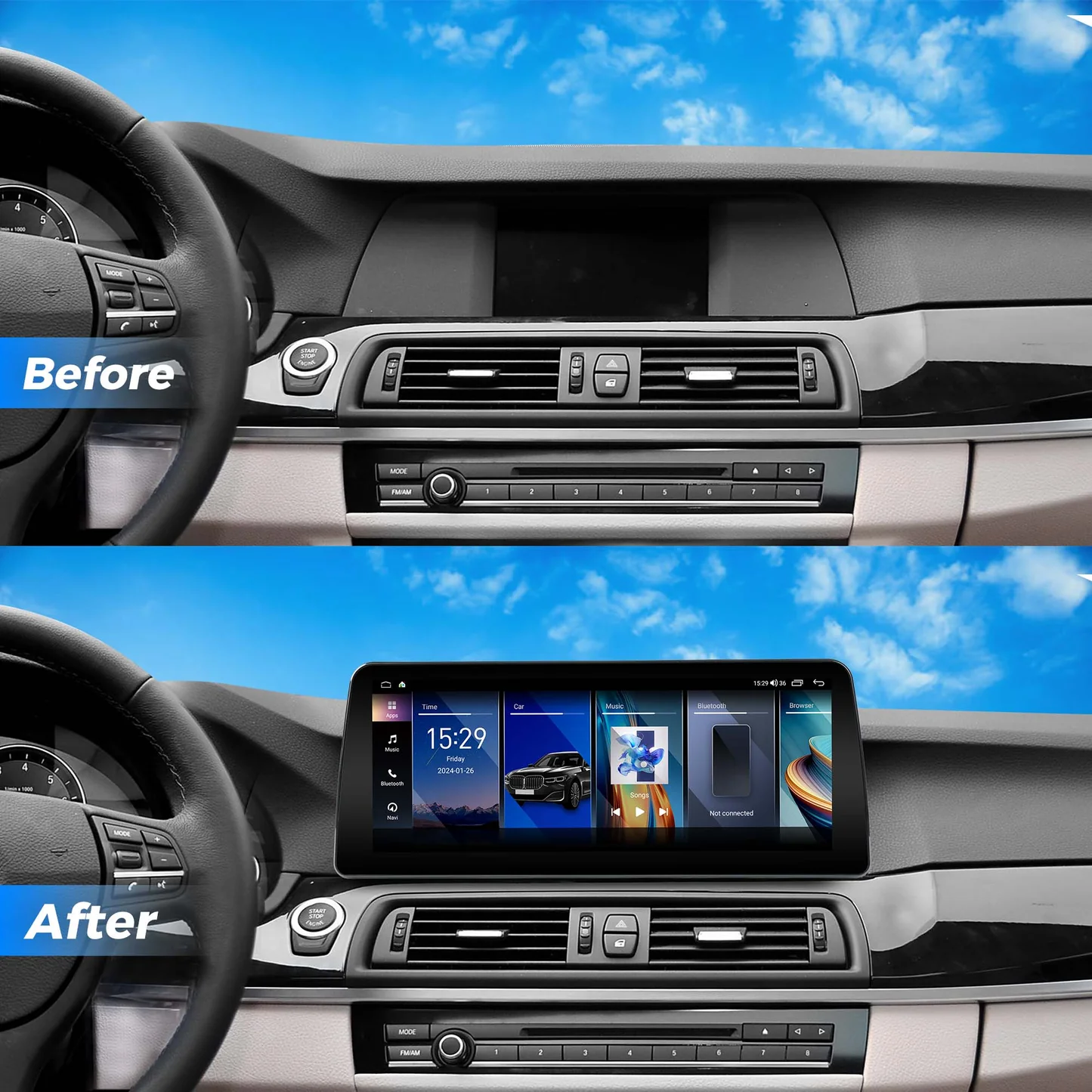 Vinland VBM5S412B8, 12.3" Digital Multimedia Receiver for BMW 5 Series (F10/F11) 2011-2012 with CIC System