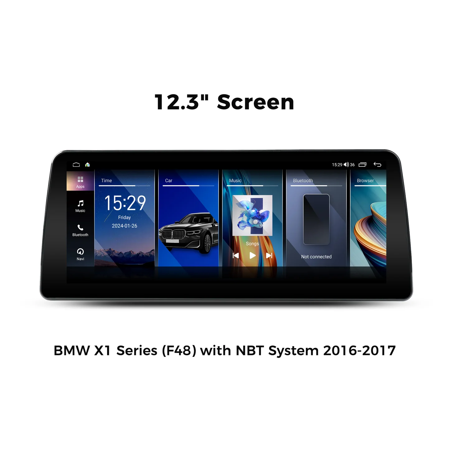 Vinland VBMX1512B8, 12.3" Digital Multimedia Receiver for BMW X1 Series (F48) 2016-2017 with NBT System