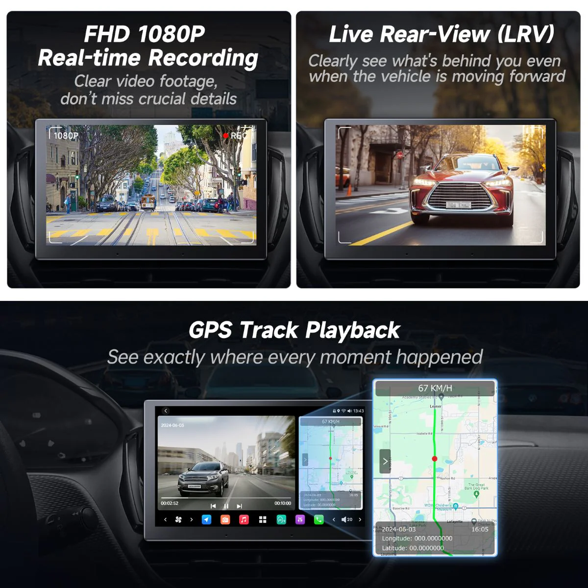 Vinland VIN-FHD02LR, Rear Recording Camera FHD 1080P Real-Time Recording