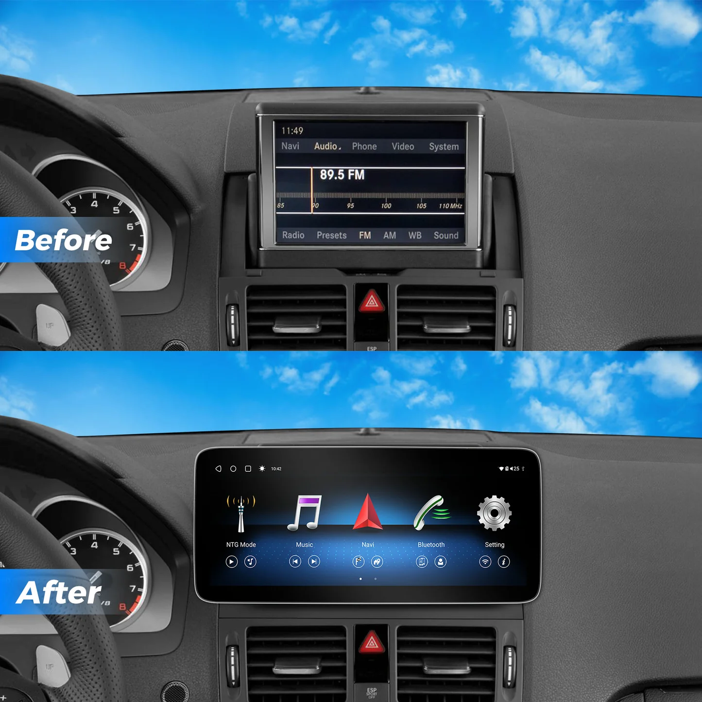 Vinland VMBCC312C8, 12.3" Digital Multimedia Receiver for Mercedes Benz C-Class (W204) 2008-2010 with NTG4.0 System